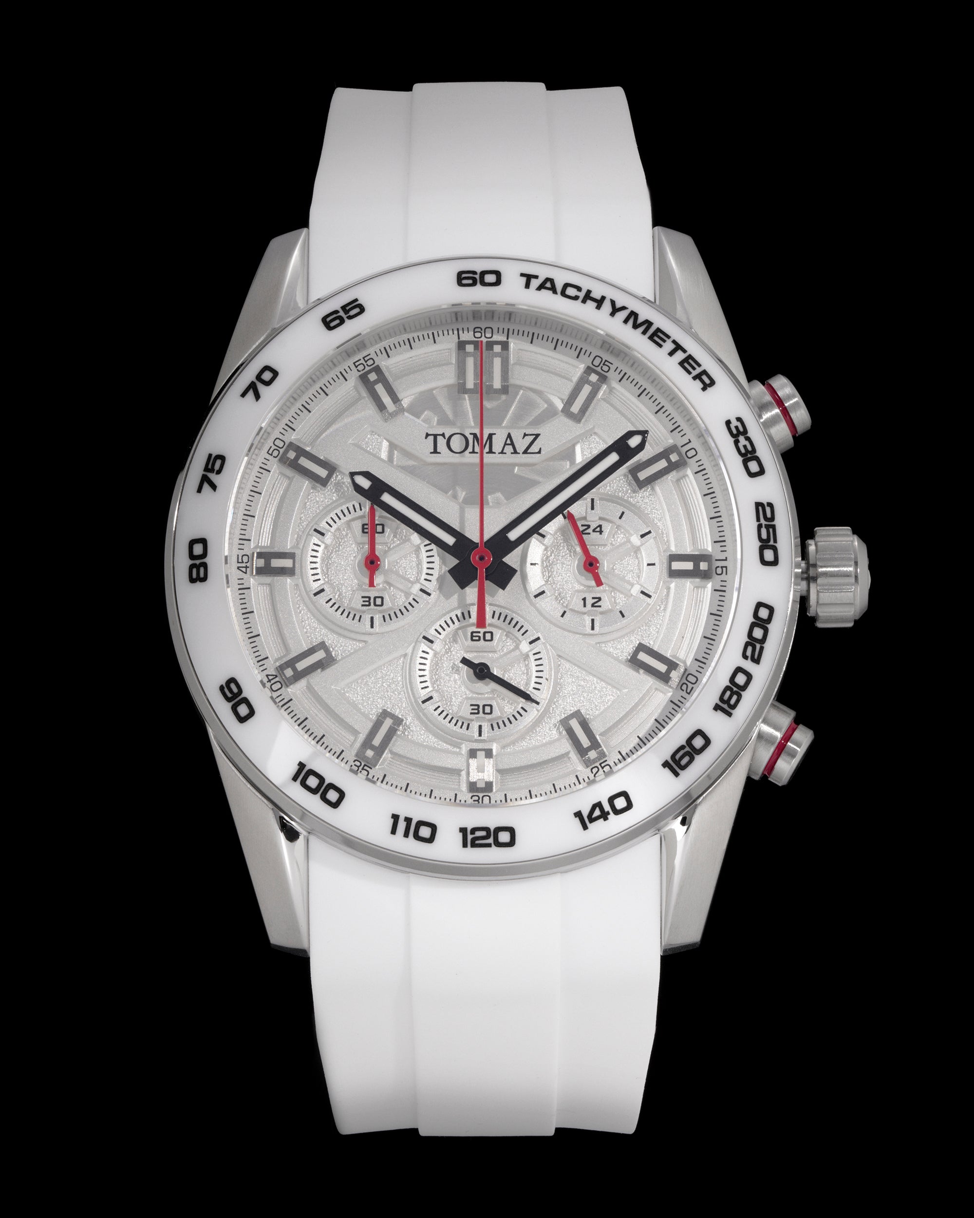 Tomaz Men's Driver Watch TQ031-D19 (Silver/White) with White Silicone Strap