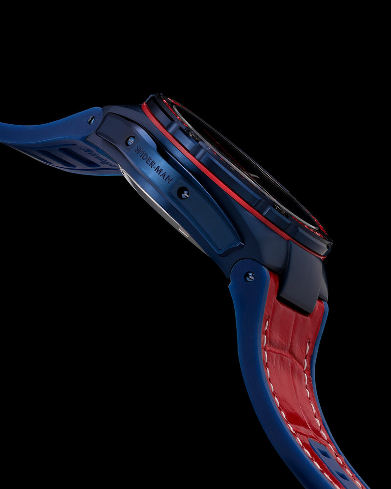 
                  
                    Load image into Gallery viewer, Marvel Spider-Man TQ037N-D1 (Blue/Red) with Blue/Red Silicone Leather Bamboo Strap
                  
                