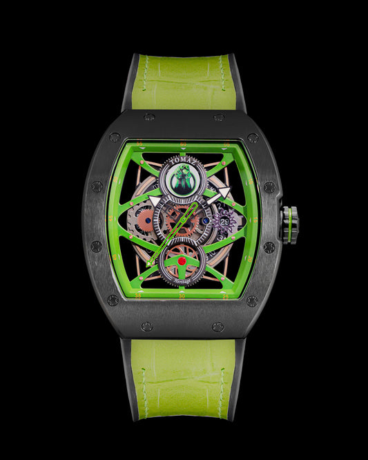 Marvel Hulk TQ039-DD1 (Black/Green) with Green Bamboo Silicone and Leather Strap