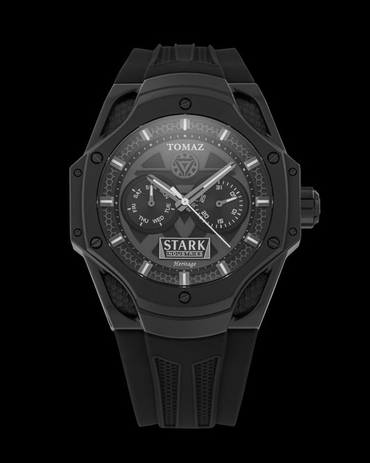 Marvel Stark Industries TQ045-AD3 (Metal/Black) with Black Silicone Strap