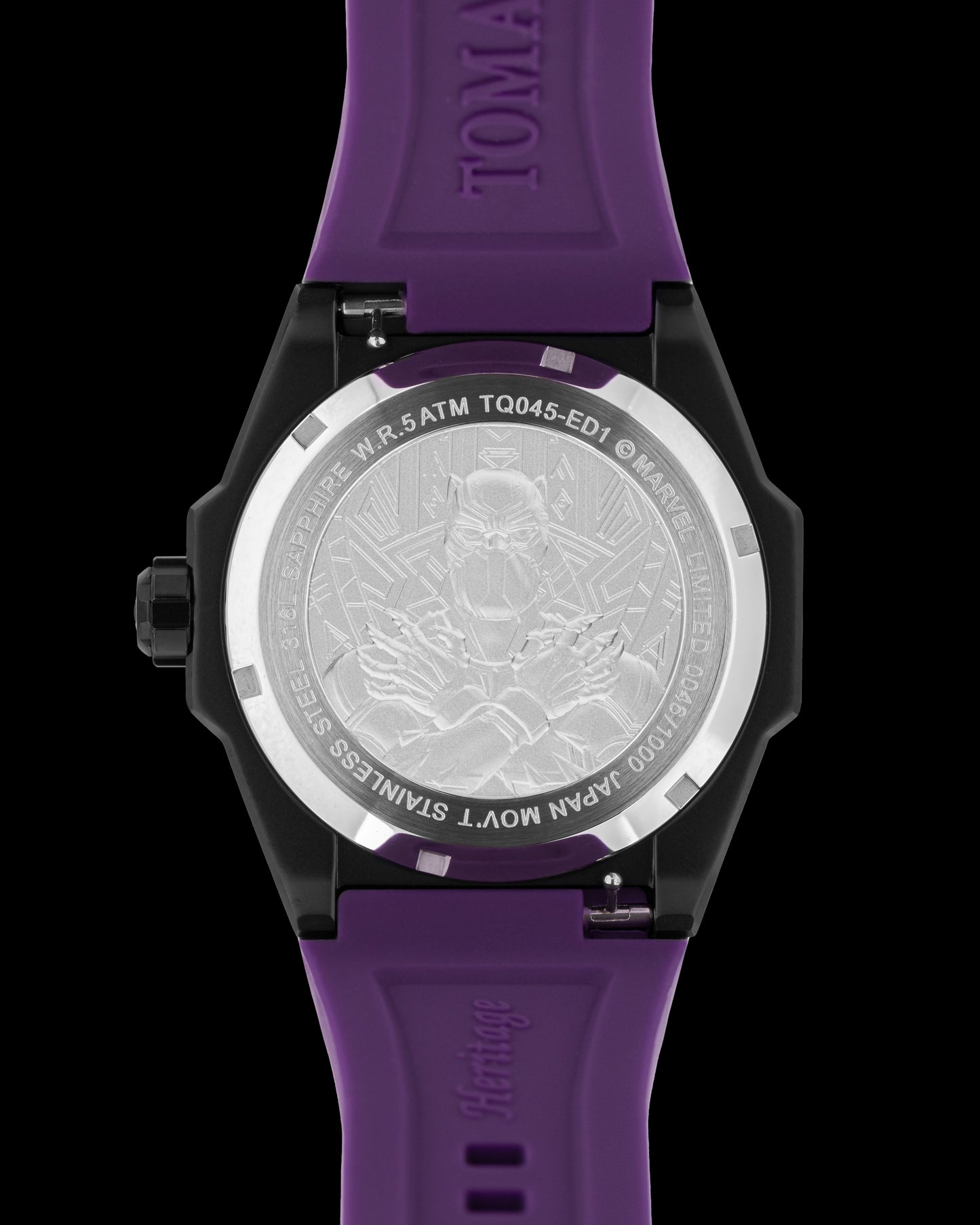 Marvel Wakanda TQ045-ED1 (Black/Purple) with Purple Silicone Strap