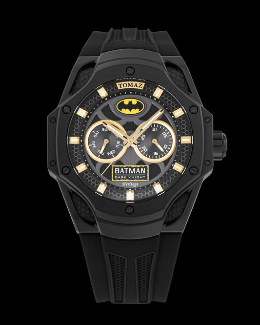 DC Batman TQ045-GD2 (Black) with Black Silicone Strap