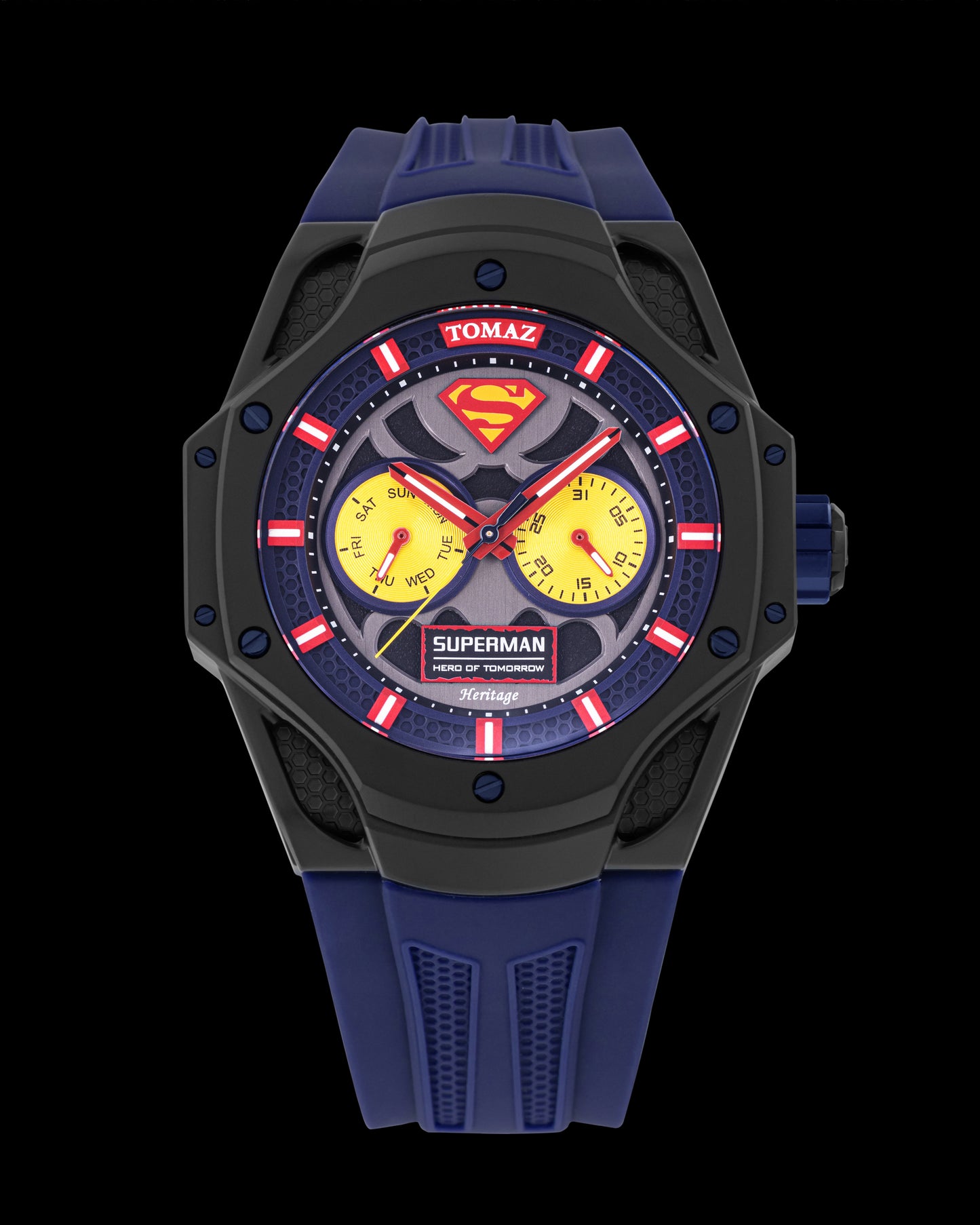 DC Superman TQ045-HD1 (Black) with Blue Silicone Strap