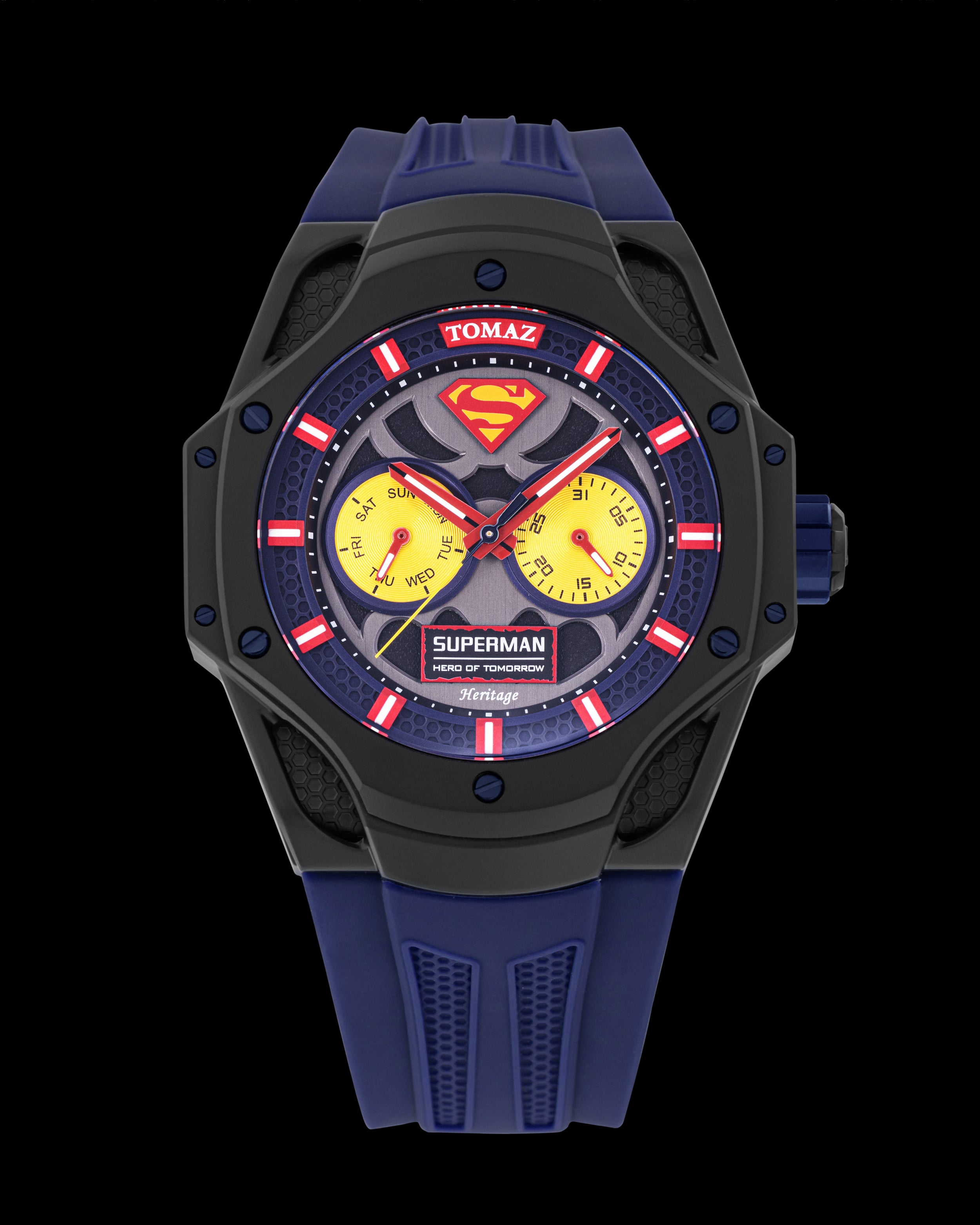 DC Superman TQ045-HD1 (Black) with Blue Silicone Strap