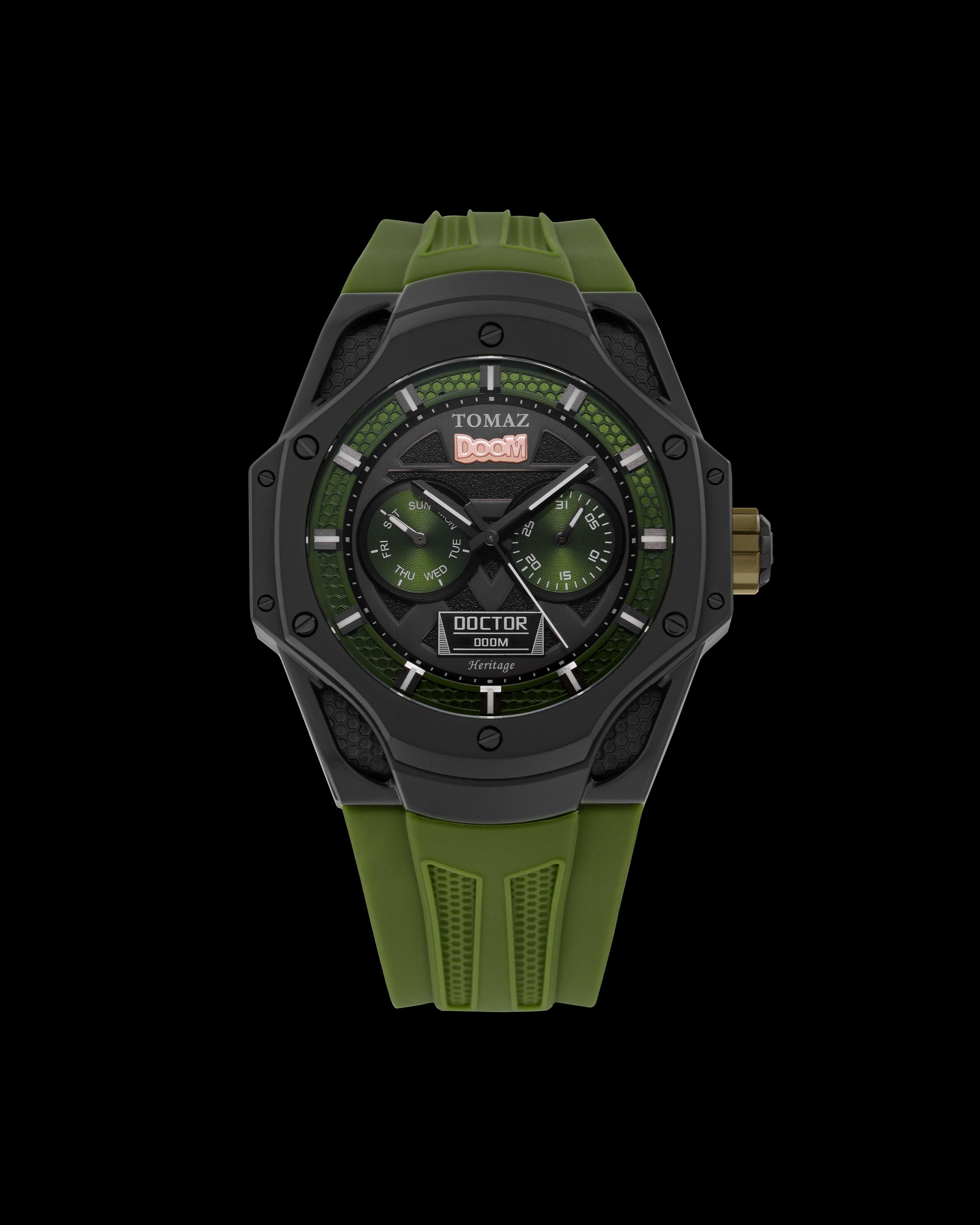 Marvel Doctor Doom TQ045-JD1 (Black/Green) with Green Silicone Strap