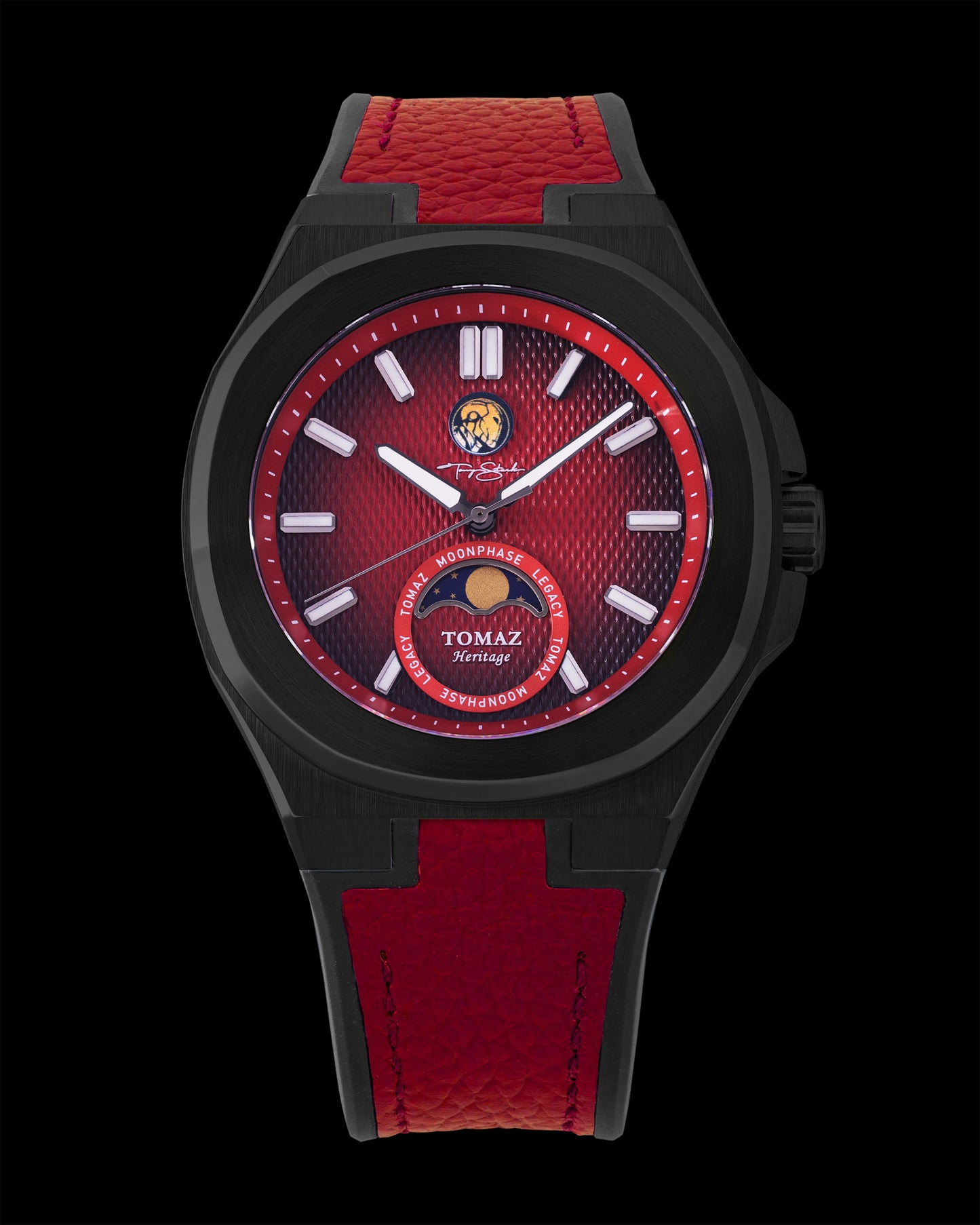 Marvel Tony Stark TQ046-1D4 (Black/Red) with Red Silicone Strap