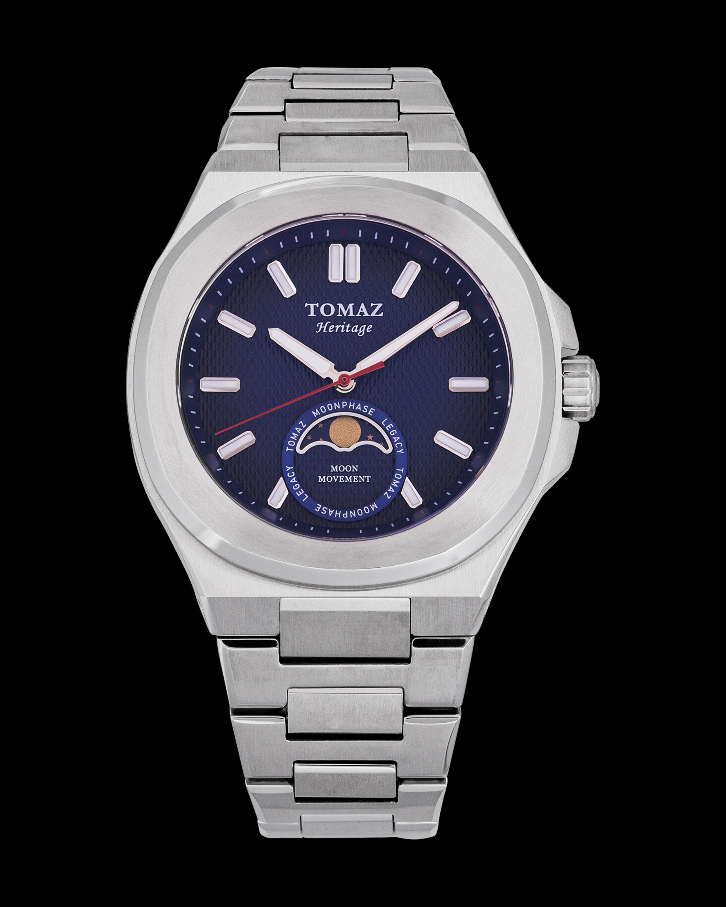 Tomaz TQ046-2D1 Moon Phase (Silver/Blue) with Silver Stainless Steel