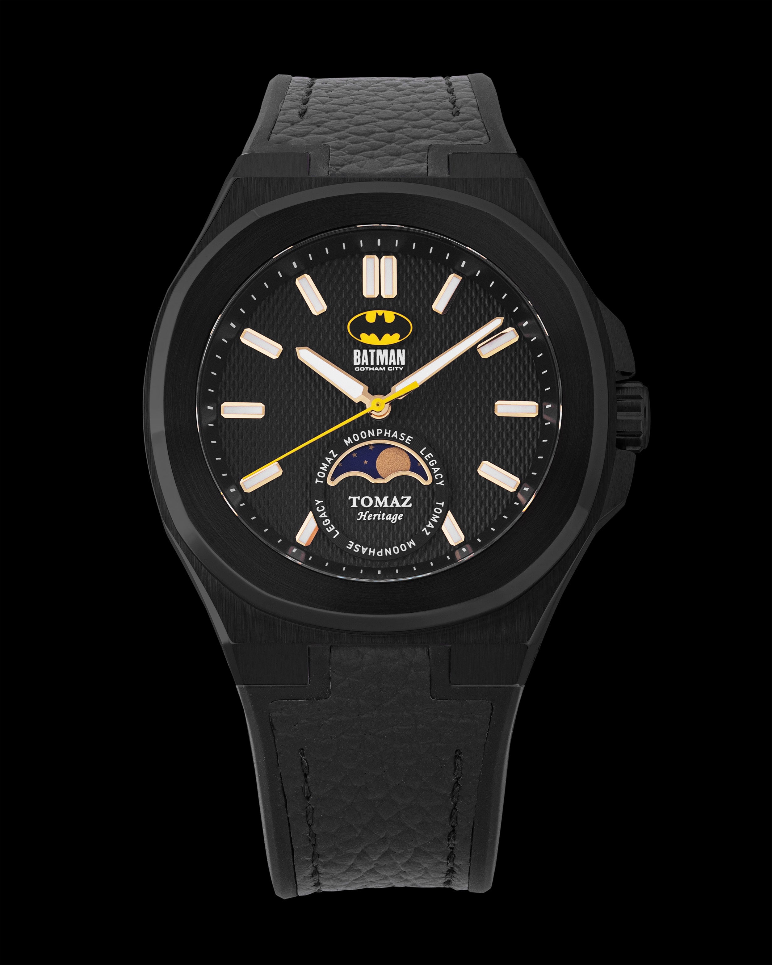 DC Batman TQ046-5D1 (Black) with Black Silicone Leather Strap