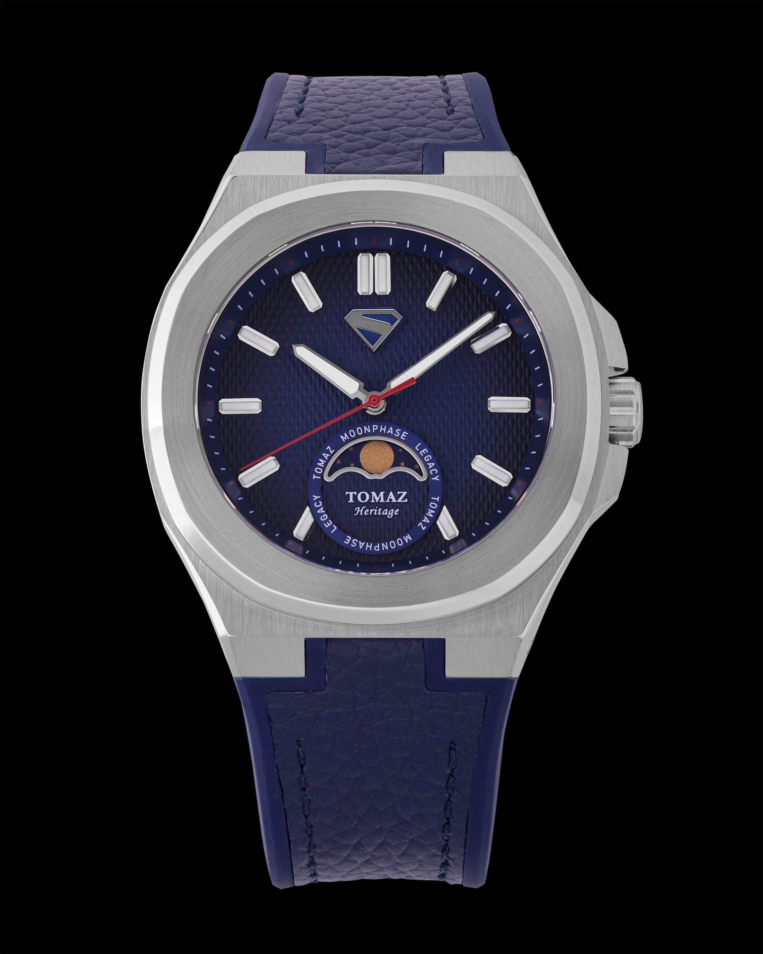 DC Superman TQ046-AD1 (Silver/Blue) with Blue Rubber Leather Strap