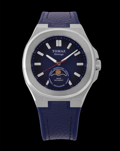 Tomaz TQ046-S2D2 Moon Phase (Silver/Blue) with Blue Silicone Strap