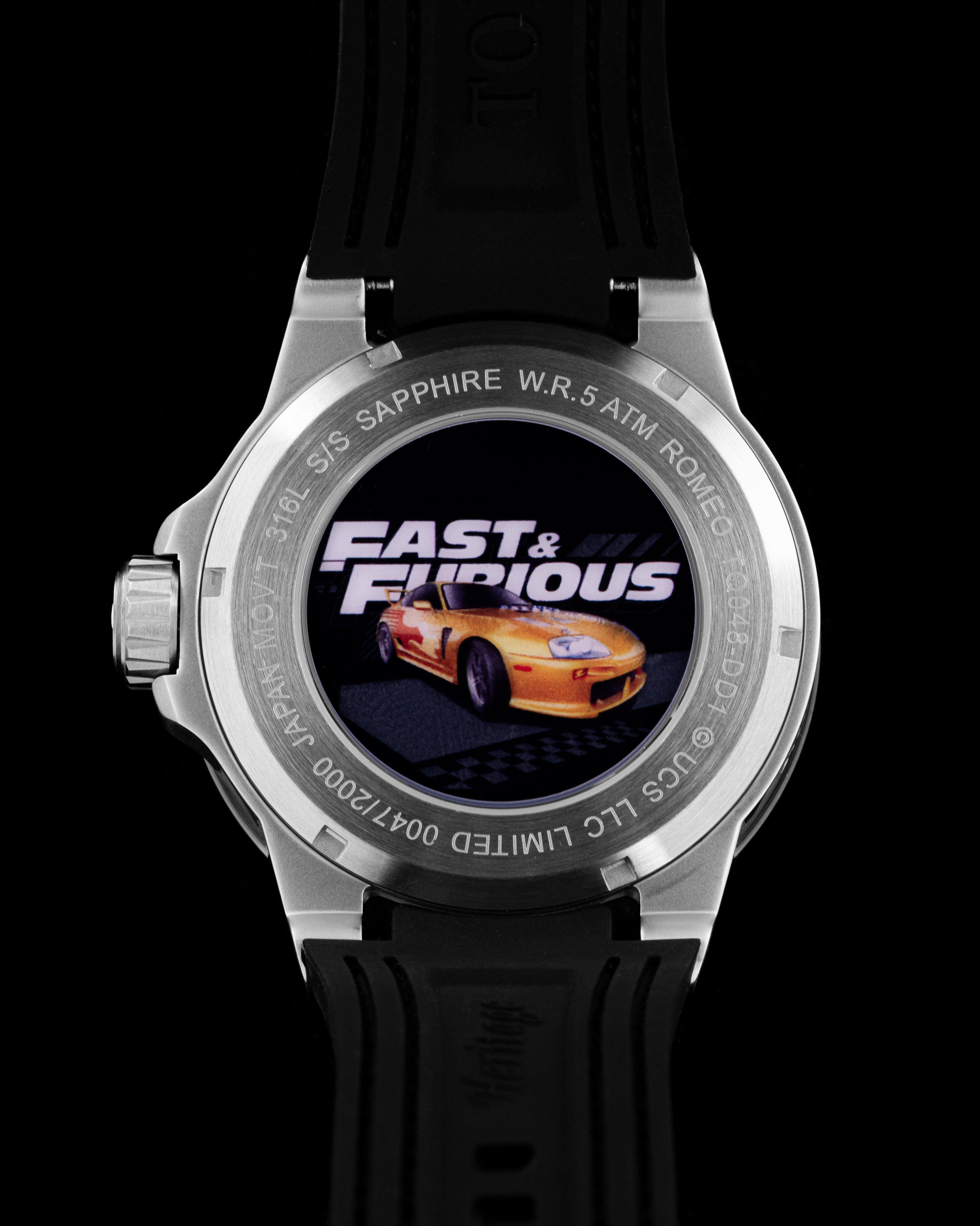 Fast & Furious TQ048-DD1 (Orange/Silver/Orange) with Orange Leather & Black Silicone Strap