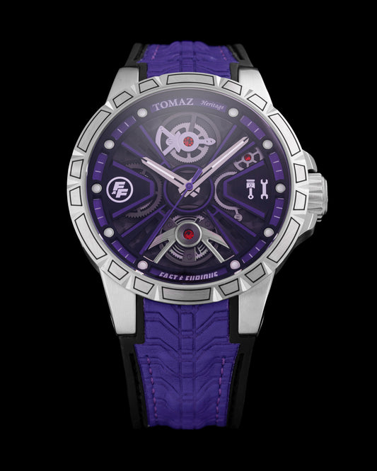 Fast & Furious TQ048-ED1 (Purple/Silver/Purple) with Purple Leather & Black Silicone Strap