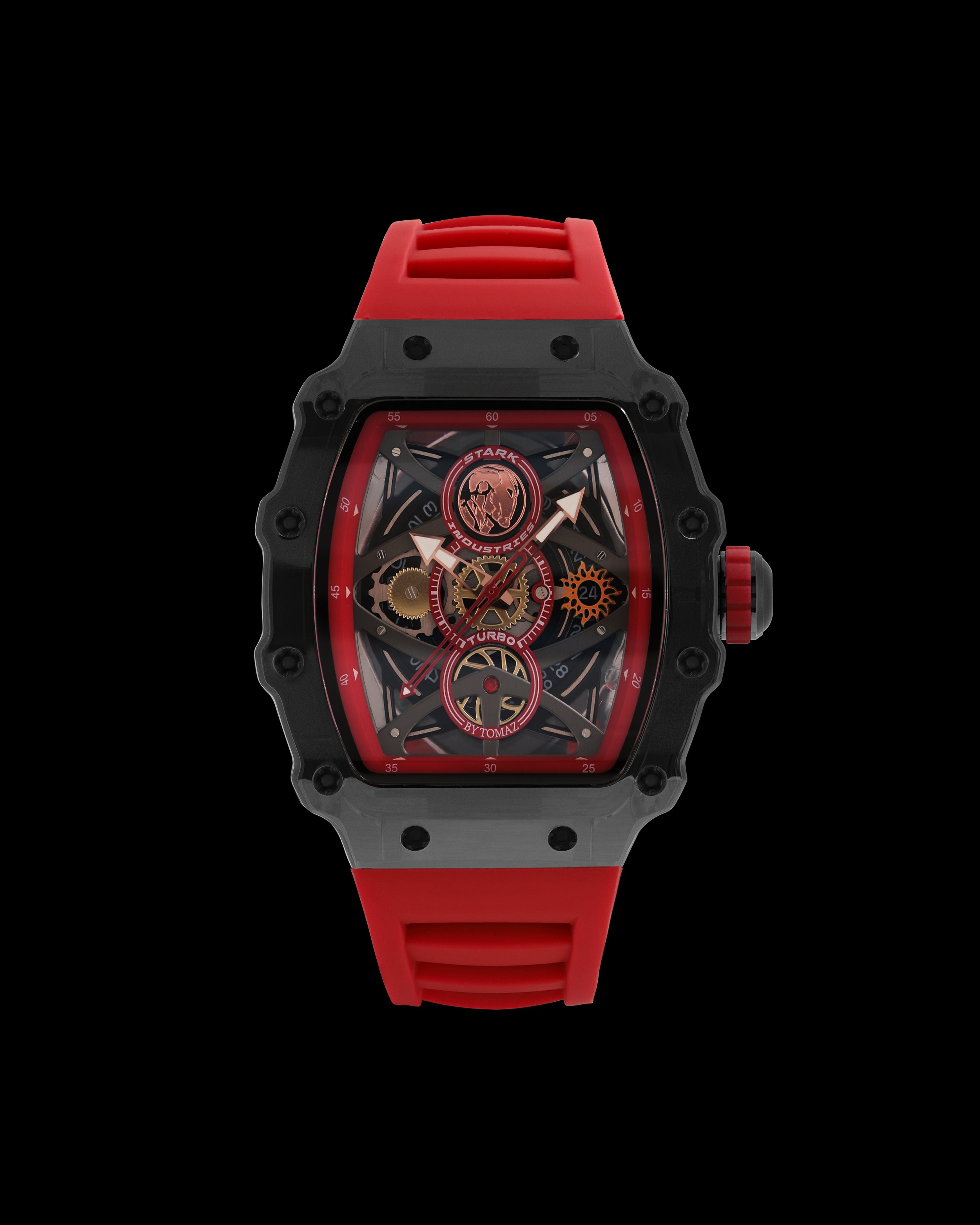 Turbo by Tomaz - Marvel Stark Industries Edition TQ053-AD1 (Light Red/Black) with Light Red Rubber Strap