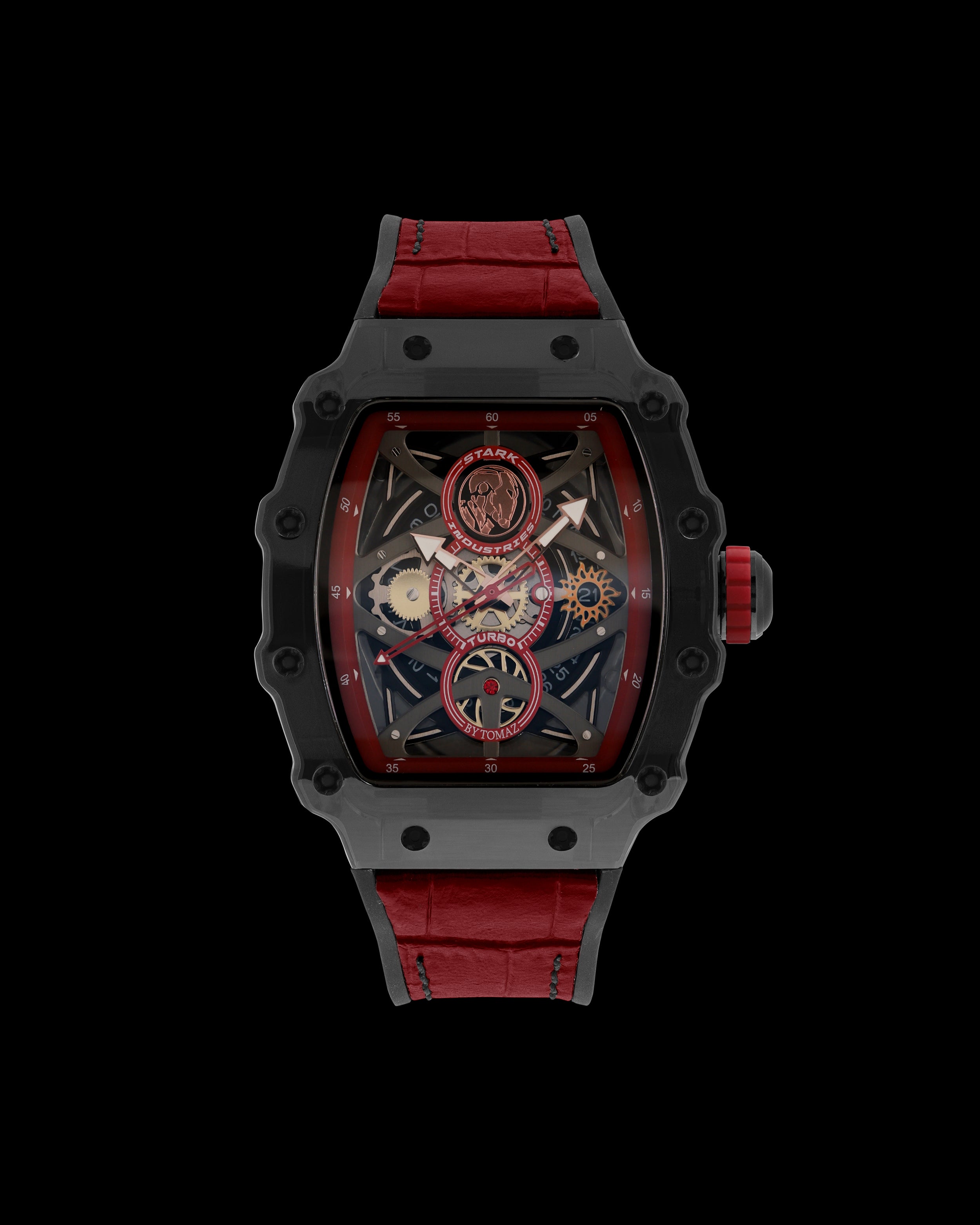 Turbo by Tomaz - Marvel Stark Industries Edition TQ053-AD4 (Dark Red/Black) with Dark Red Rubber Leather Strap