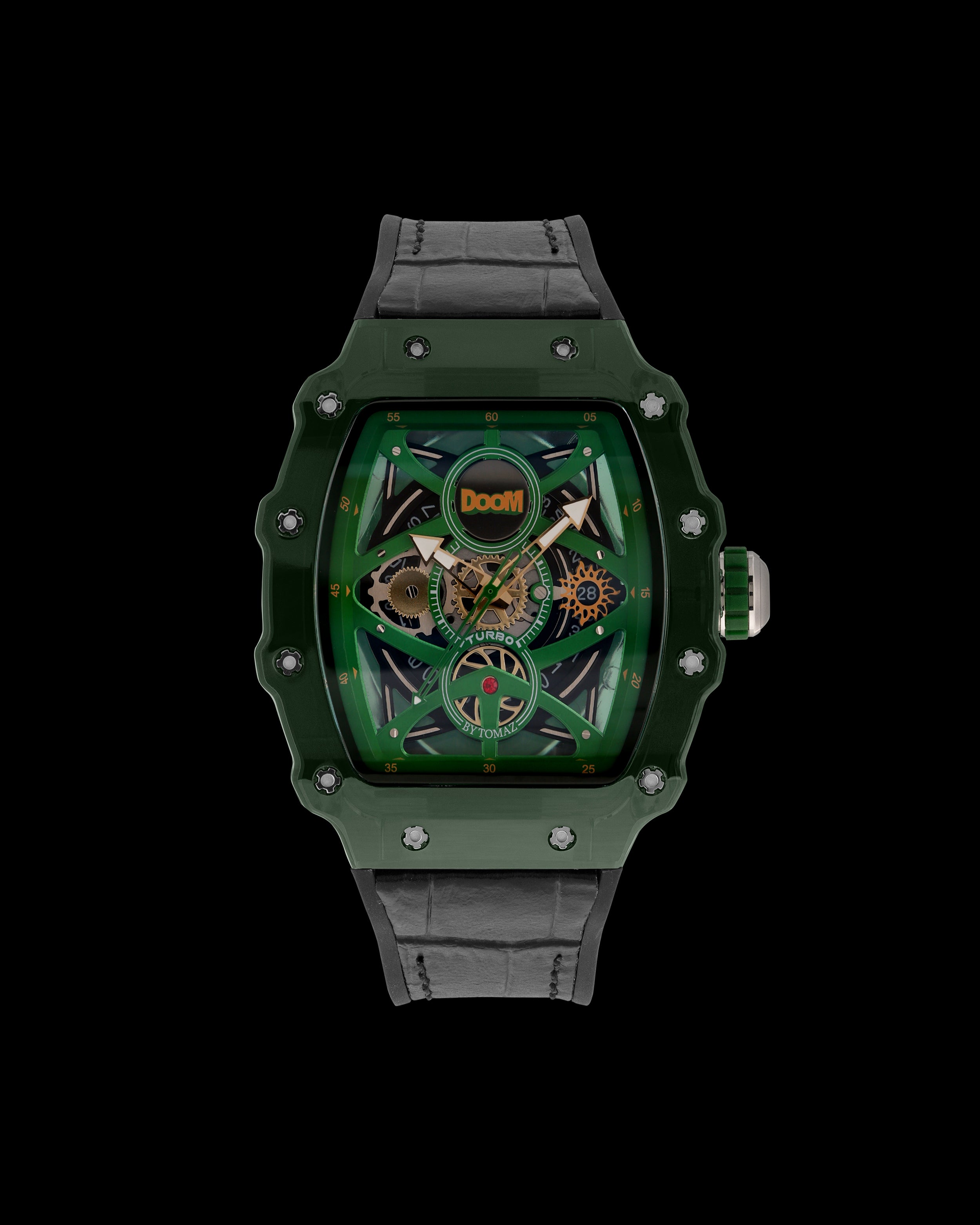 Turbo by Tomaz - Marvel Doctor Doom Edition TQ053-BD2 (Green) with Black Rubber Leather Strap