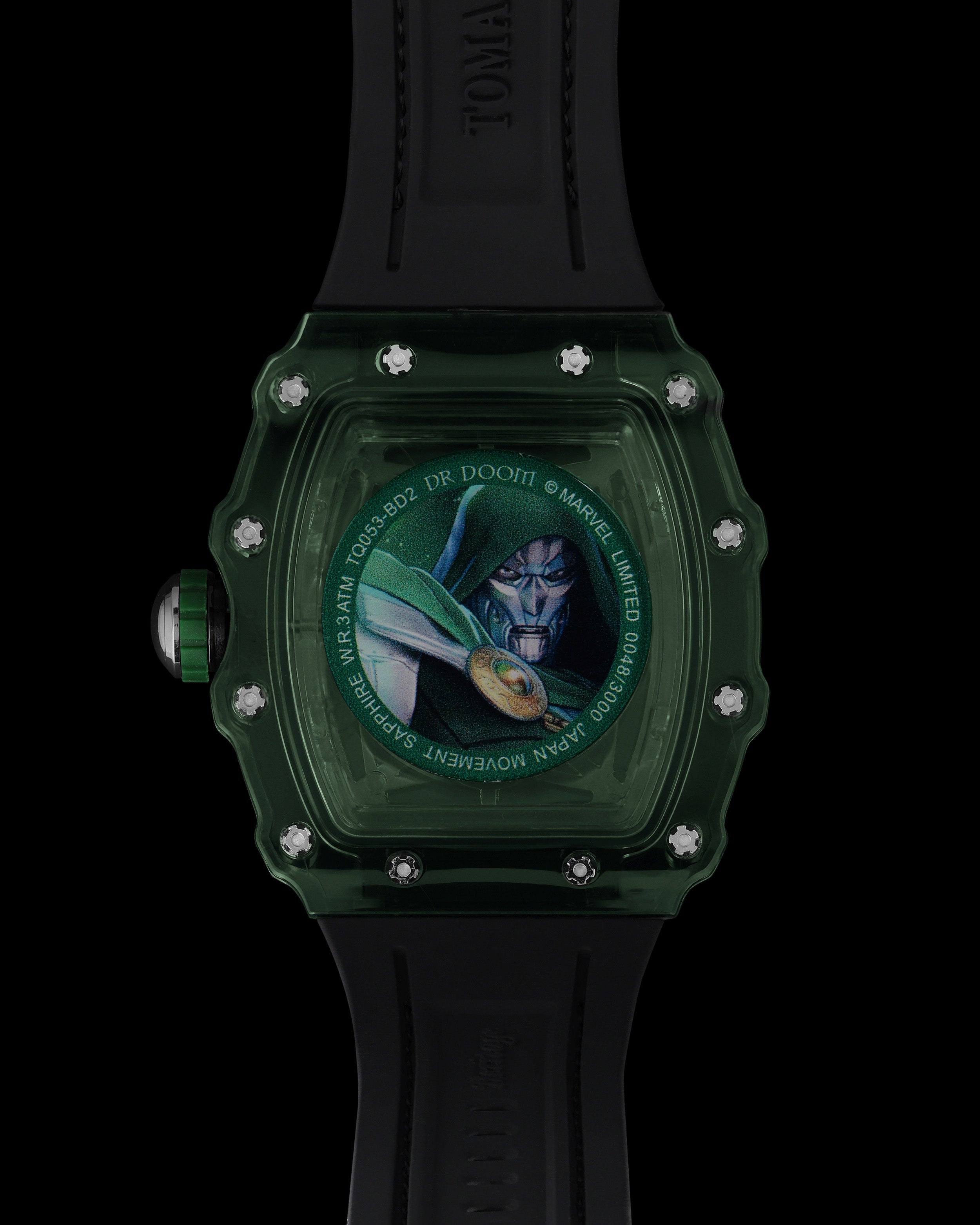 Turbo by Tomaz - Marvel Doctor Doom Edition TQ053-BD2 (Green) with Black Rubber Leather Strap