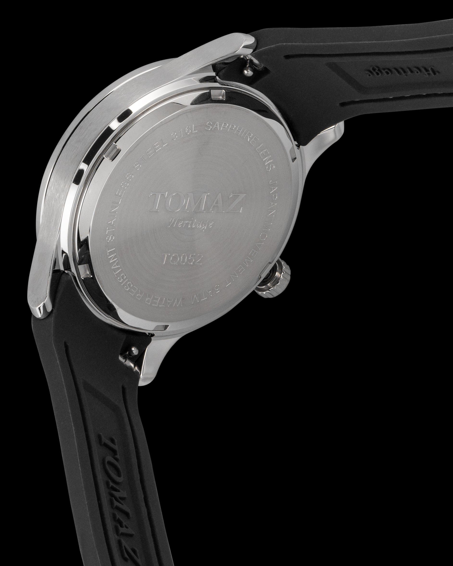 Tomaz The Legacy TQ052-D1 (Silver) with Black Rubber Leather Strap