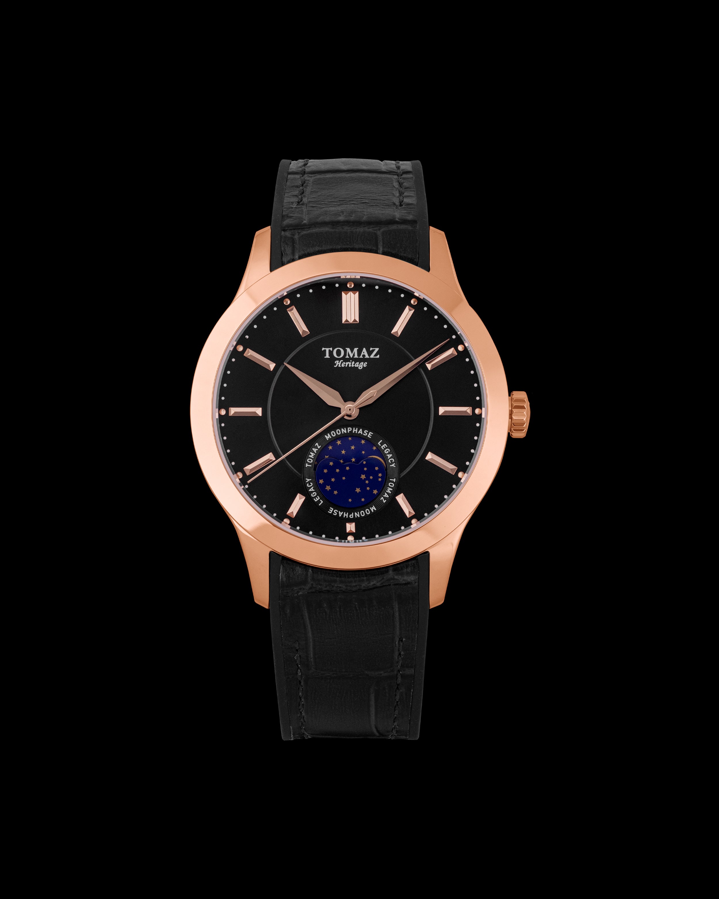 Tomaz The Legacy TQ052-D2 (Rosegold/Black) with Black Rubber Leather Strap