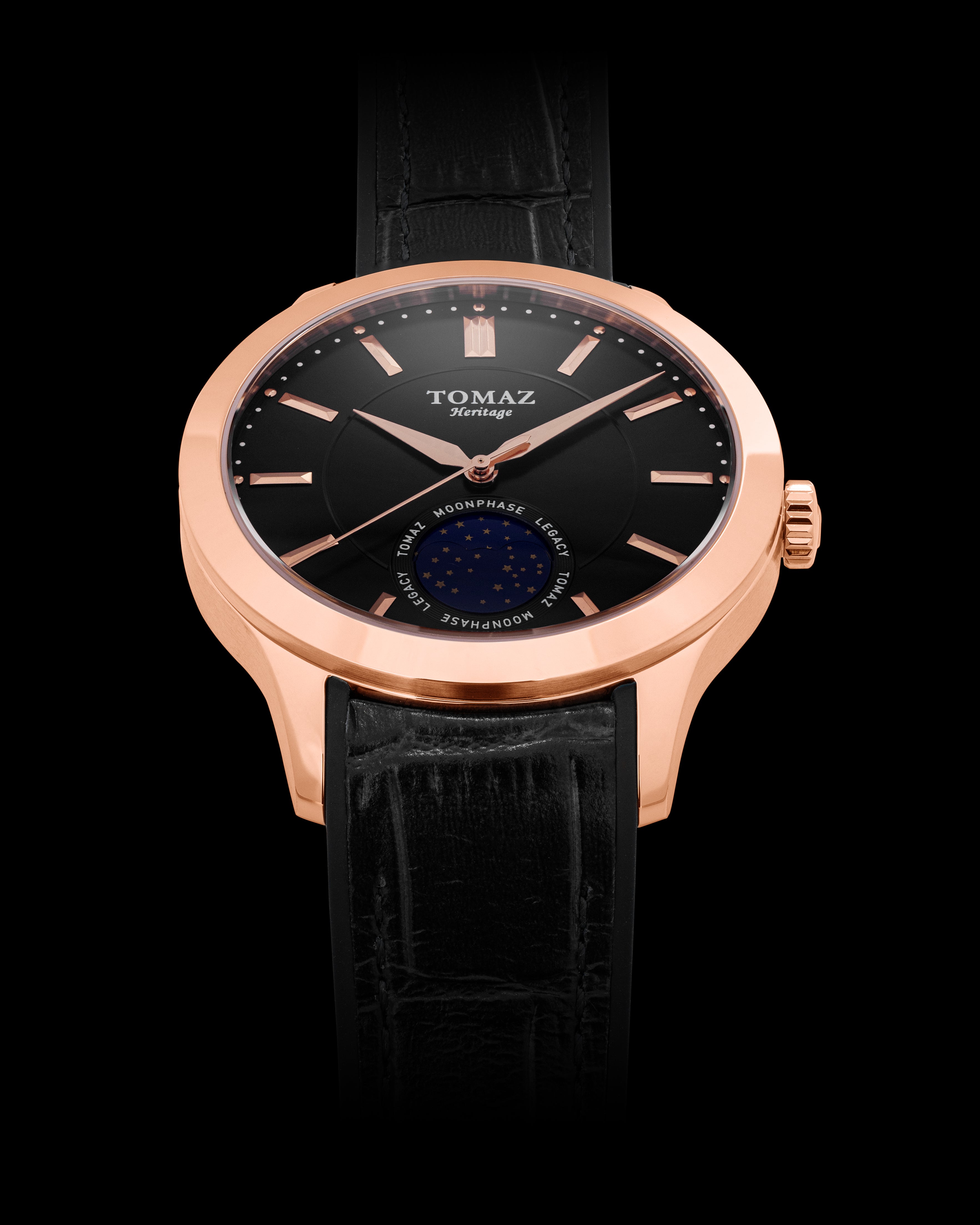 Tomaz The Legacy TQ052-D2 (Rosegold/Black) with Black Rubber Leather Strap