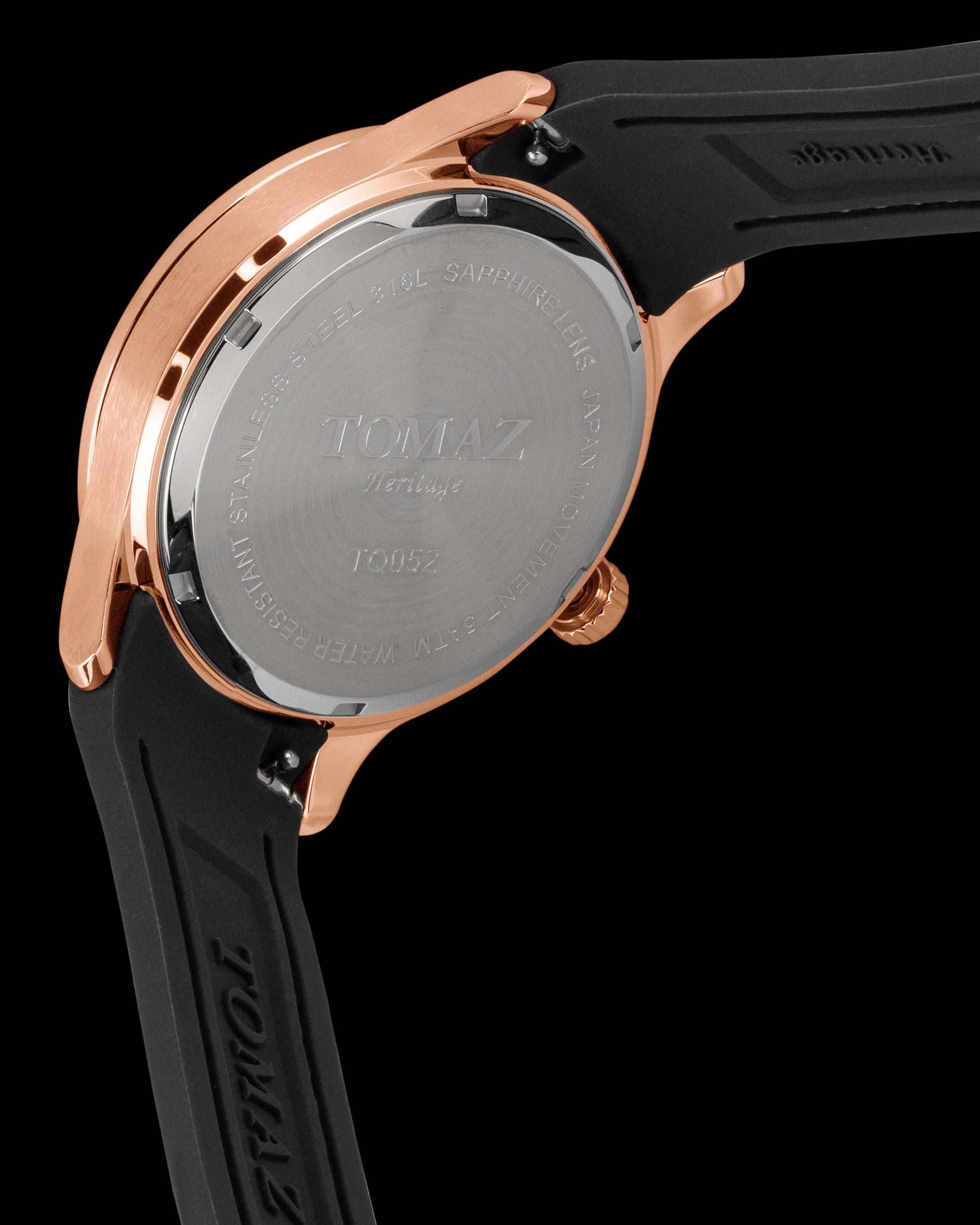 Tomaz The Legacy TQ052-D2 (Rosegold/Black) with Black Rubber Leather Strap