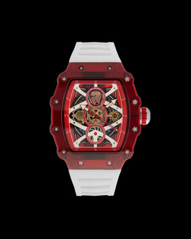 Turbo oleh Tomaz - Stark Industries Edition TQ053-AD2 (Merah/Putih) dengan Tali Kulit Getah Putih