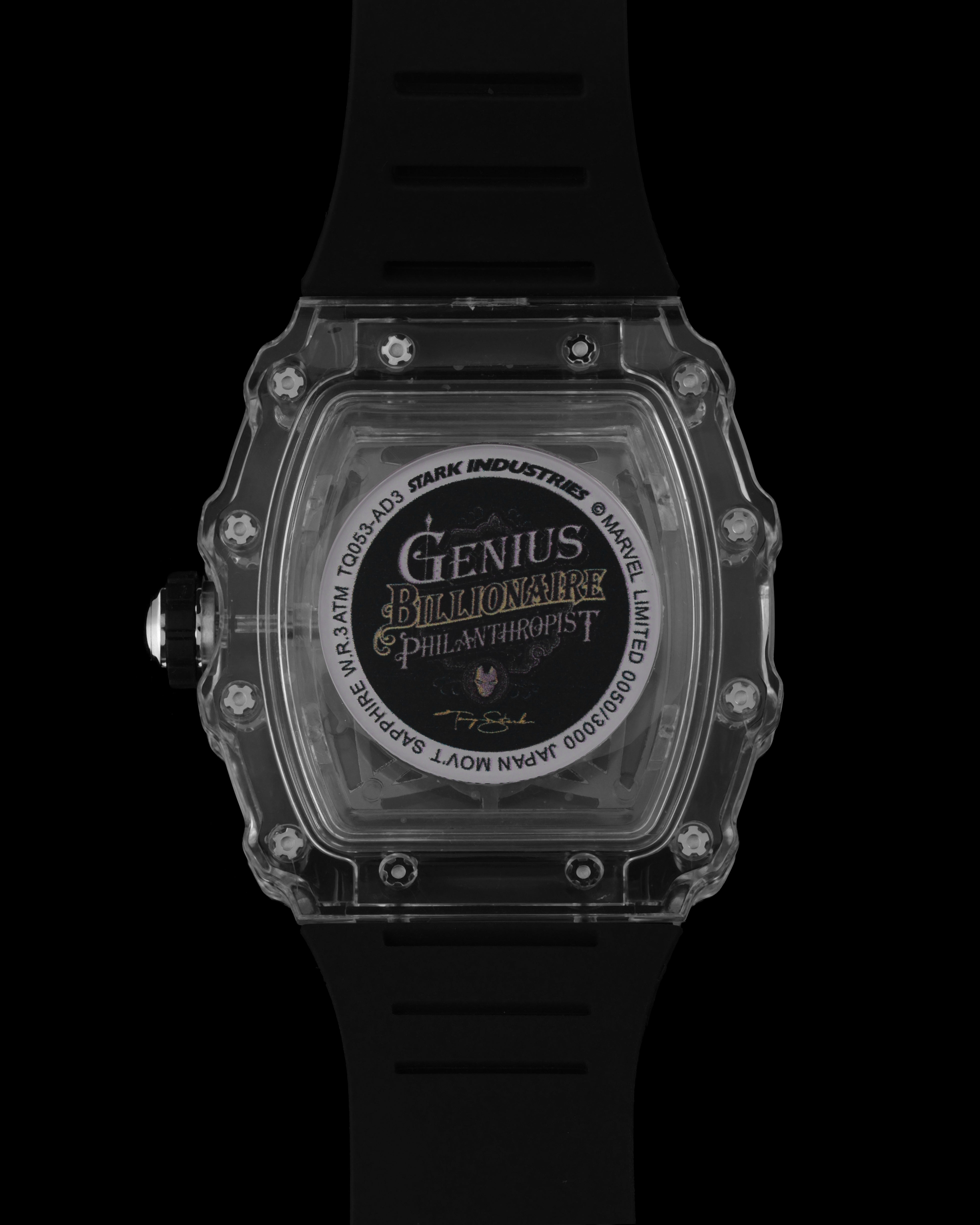 Turbo by Tomaz - Marvel Stark Industries Edition TQ053-AD3 (Black/Silver) with Black Rubber Strap