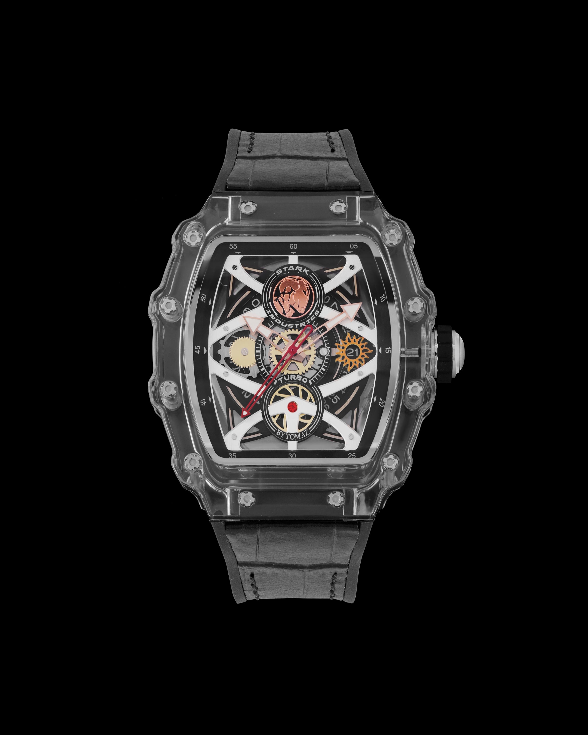 Turbo by Tomaz - Marvel Stark Industries Edition TQ053-AD6 (Black/Silver) with Black Rubber Leather Strap
