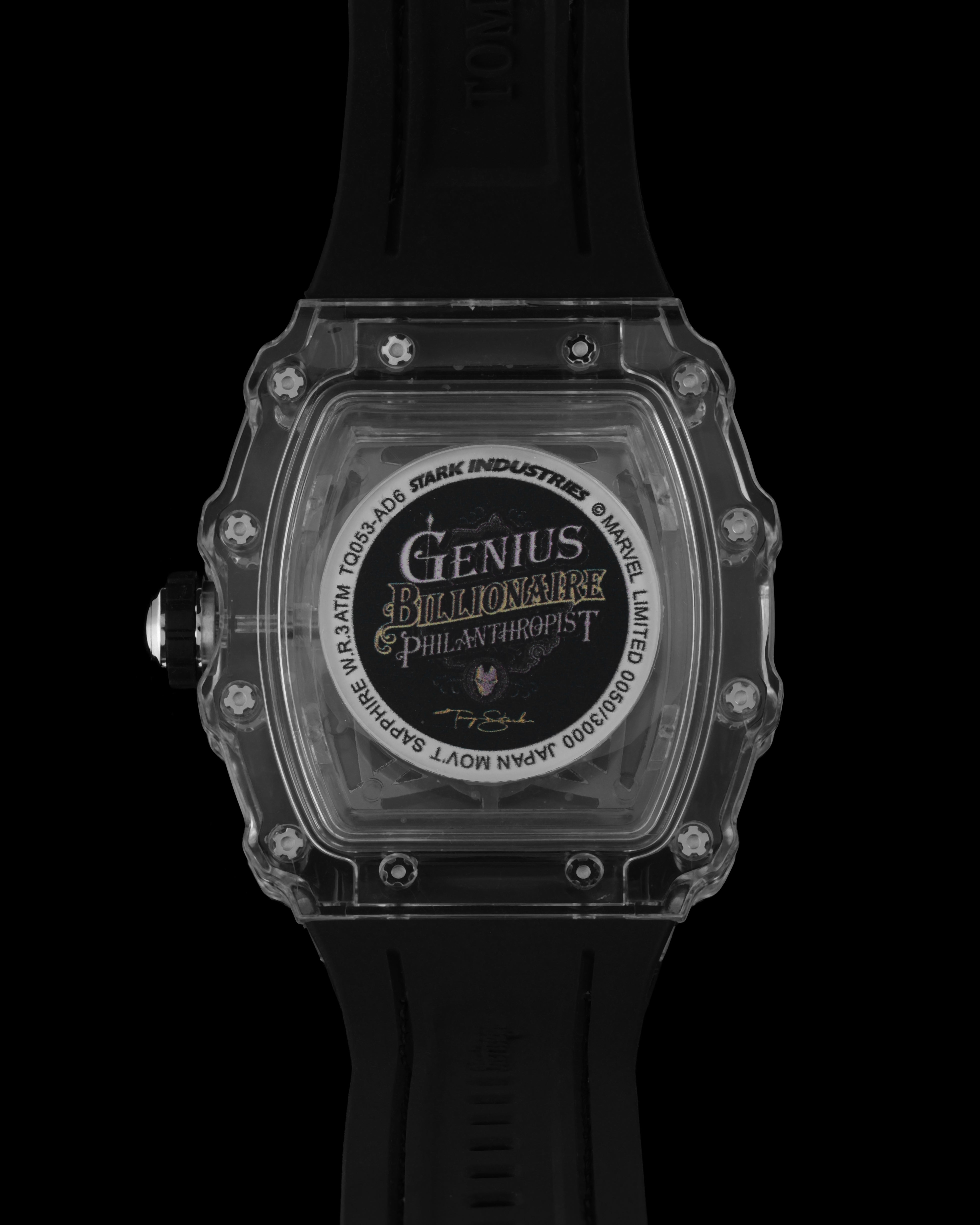 Turbo by Tomaz - Marvel Stark Industries Edition TQ053-AD6 (Black/Silver) with Black Rubber Leather Strap
