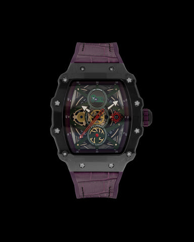 Turbo oleh Tomaz - Edisi Joker TQ053-FD2 (Kelabu/Hitam/Ungu) dengan Tali Kulit Getah Ungu