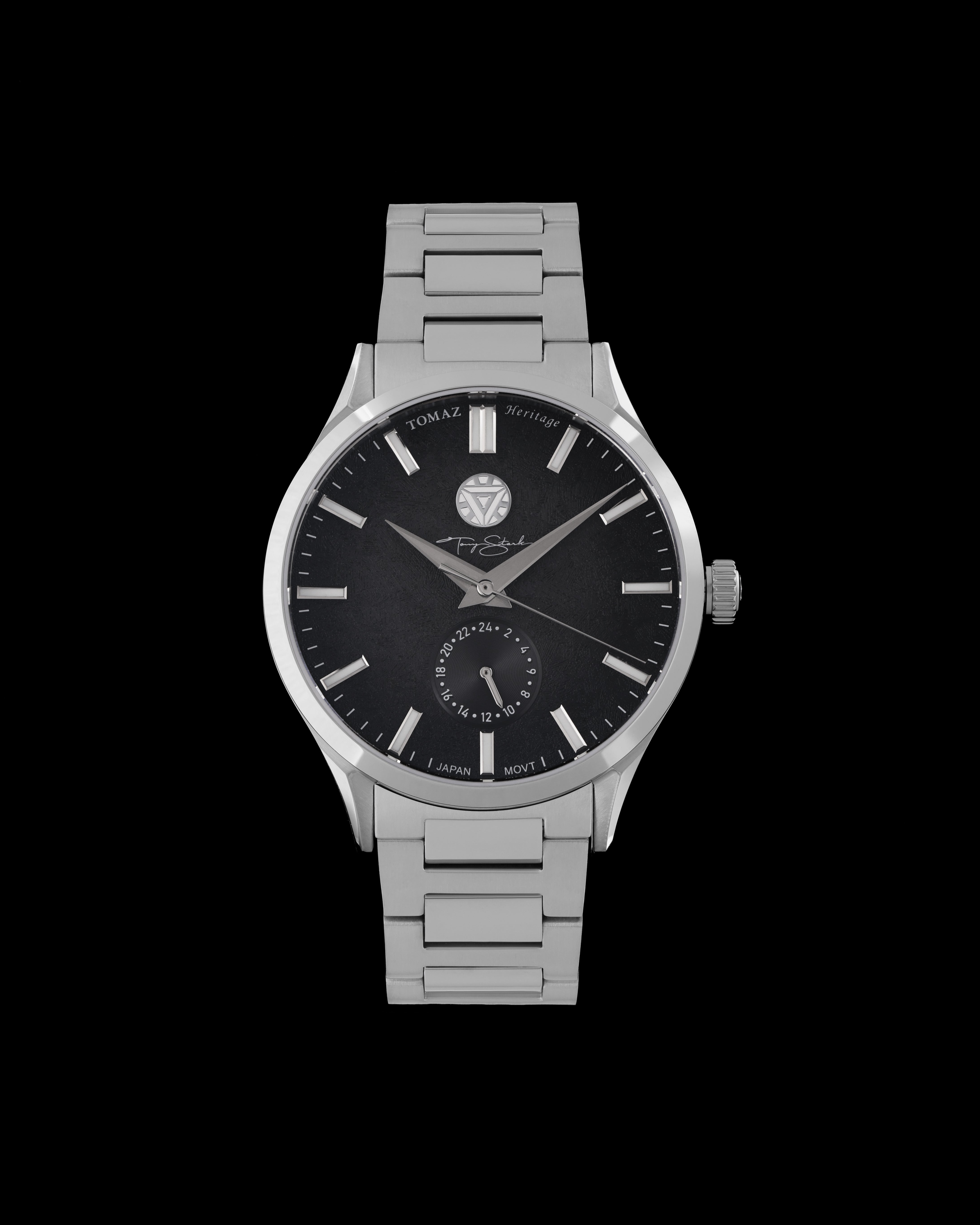 Marvel Tony Stark TQ056-AD1 (Black/Silver) with Silver Stainless Steel