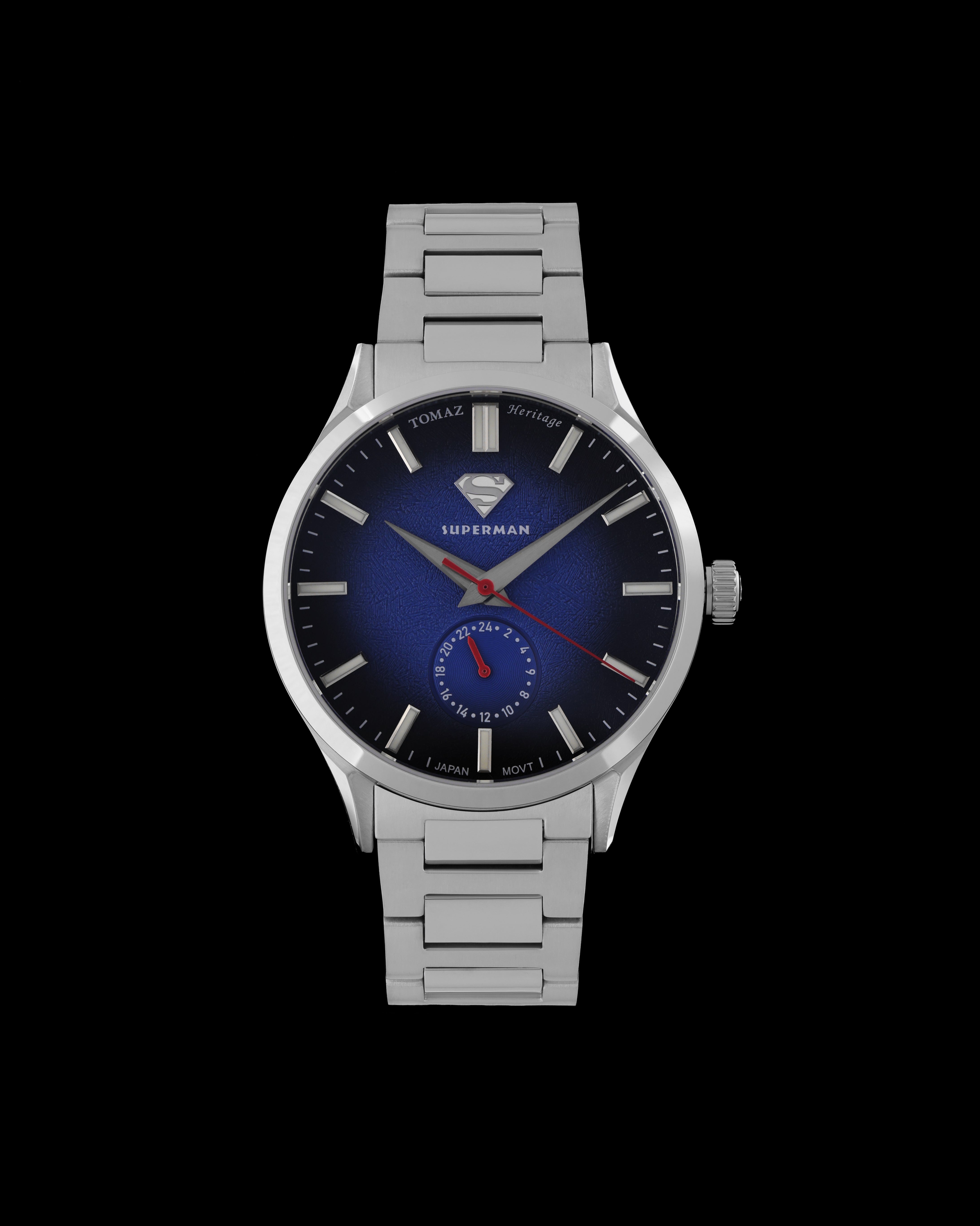 DC Superman TQ056-ED1 (Silver/Blue) with Silver Stainless Steel Strap