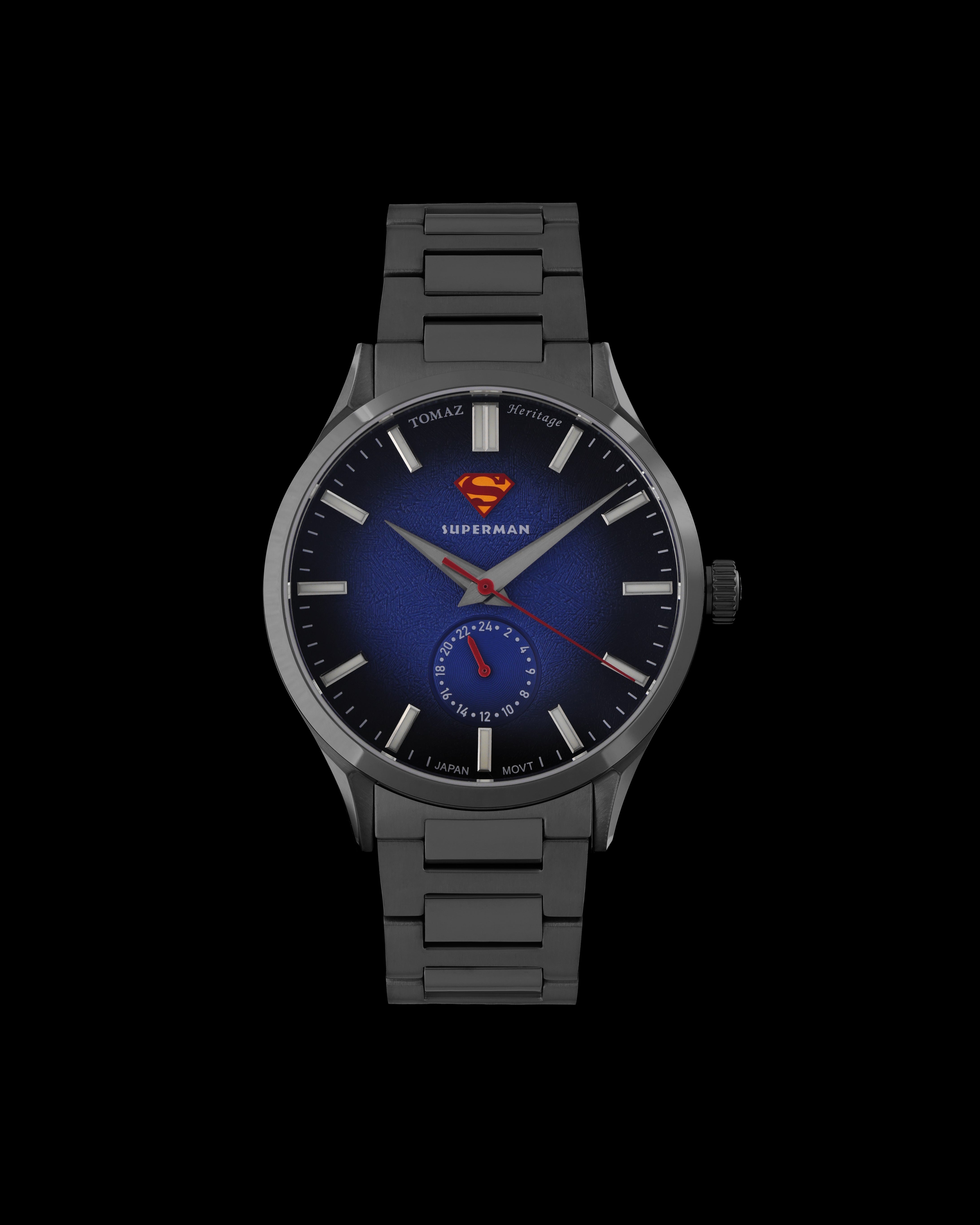 DC Superman TQ056-ED2 (Gunmetal/Blue) with Silver Stainless Steel