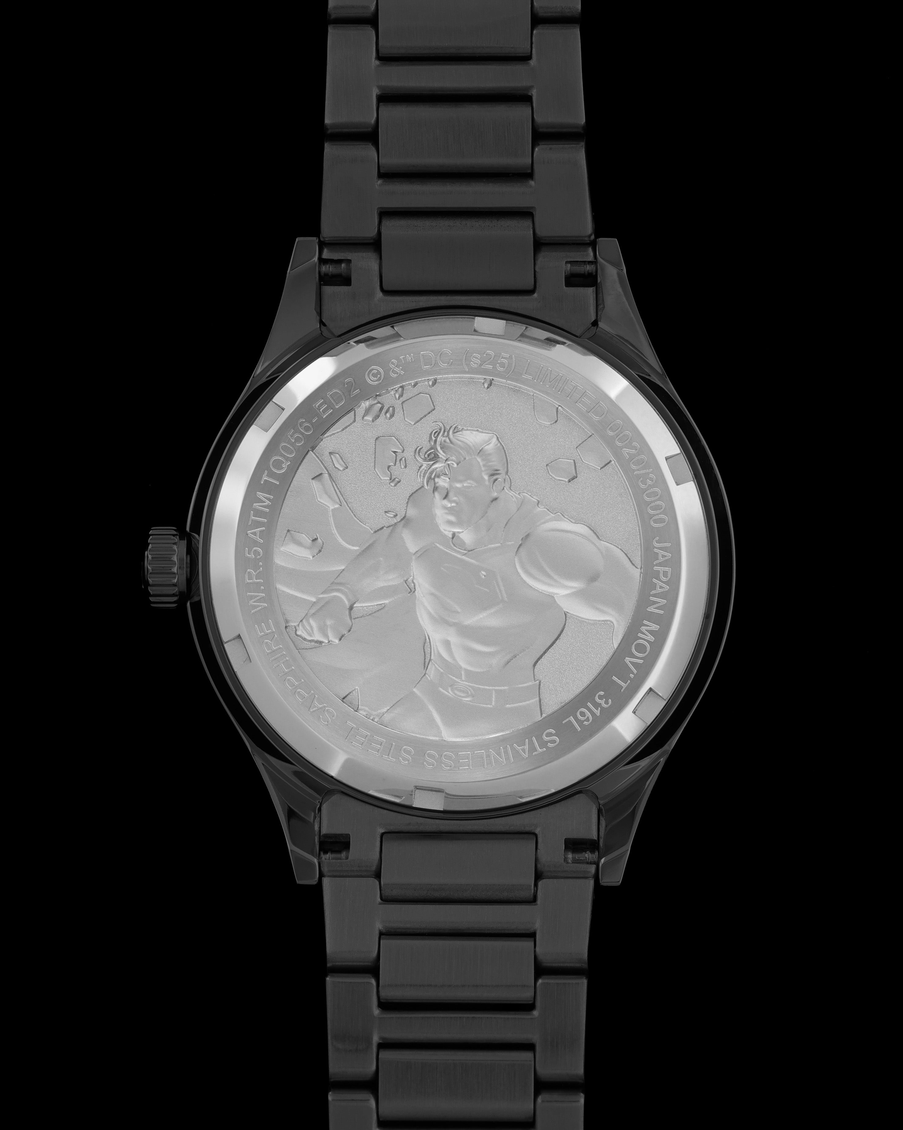 DC Superman TQ056-ED2 (Gunmetal/Blue) with Silver Stainless Steel