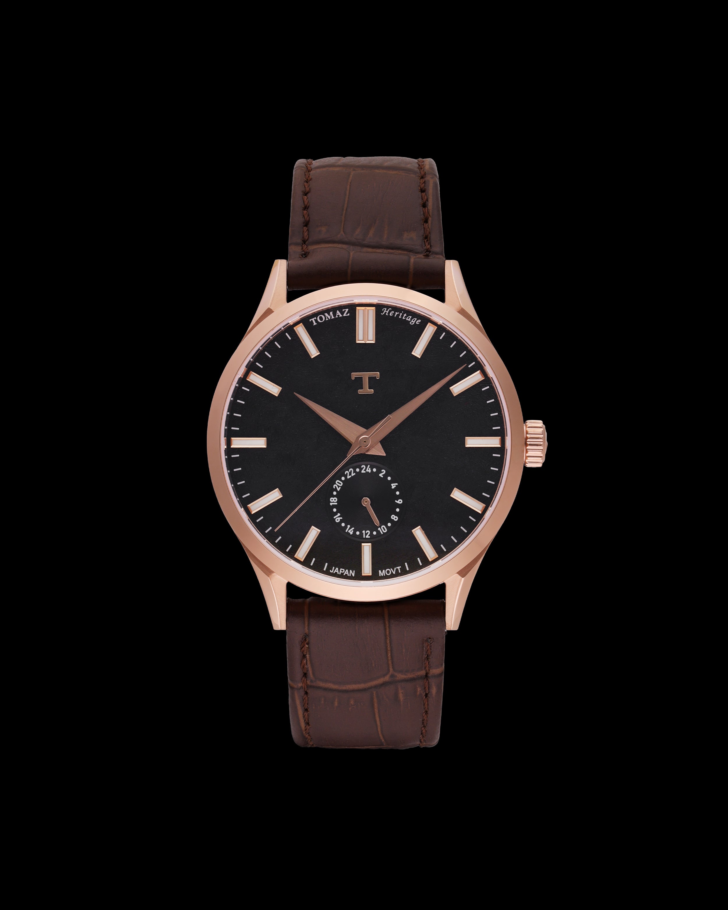 #color_rosegold/black + coffee leather strap