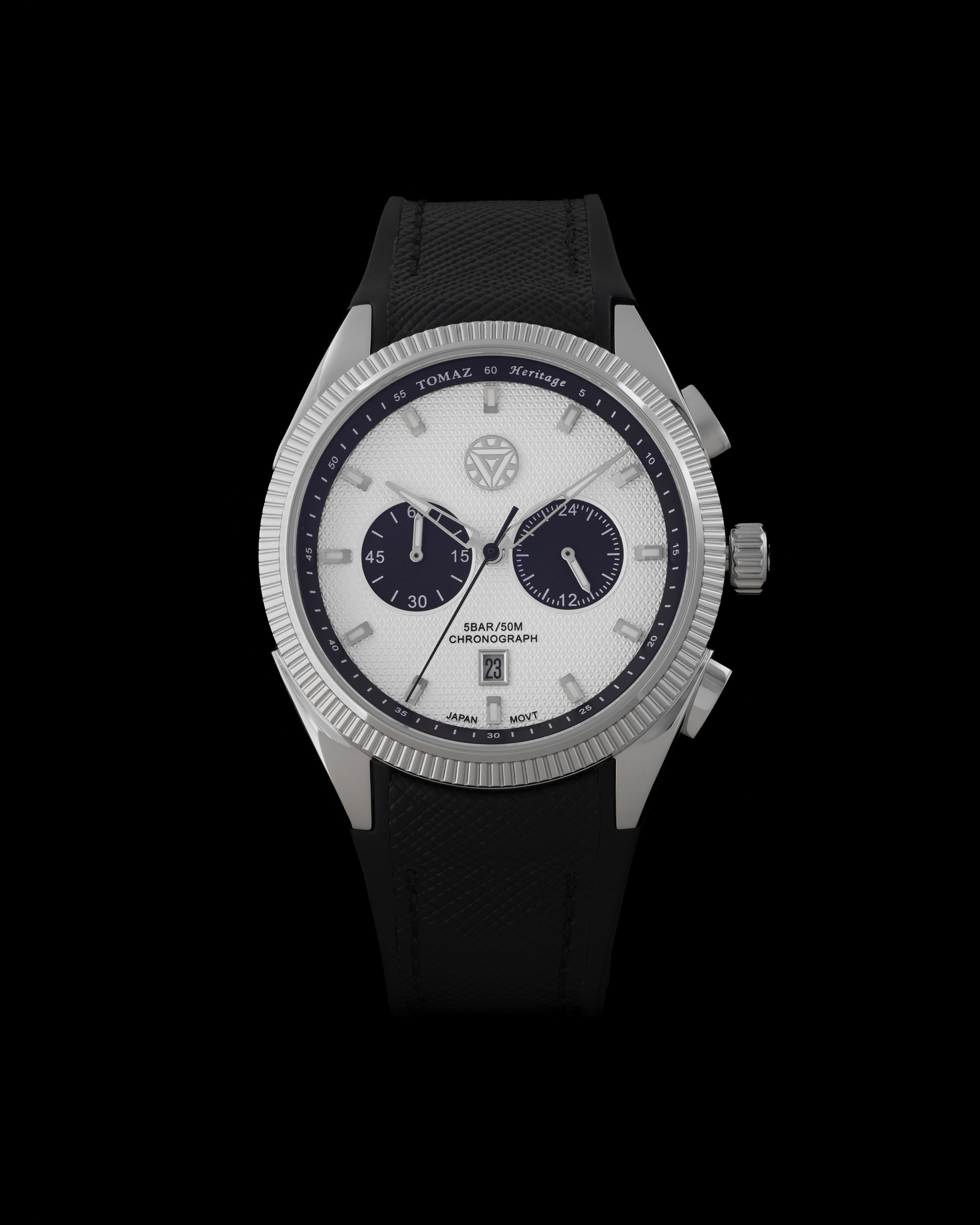 Marvel Tony Stark TQ059-AD3 (Silver/Black/White) with Black Saffiano Strap