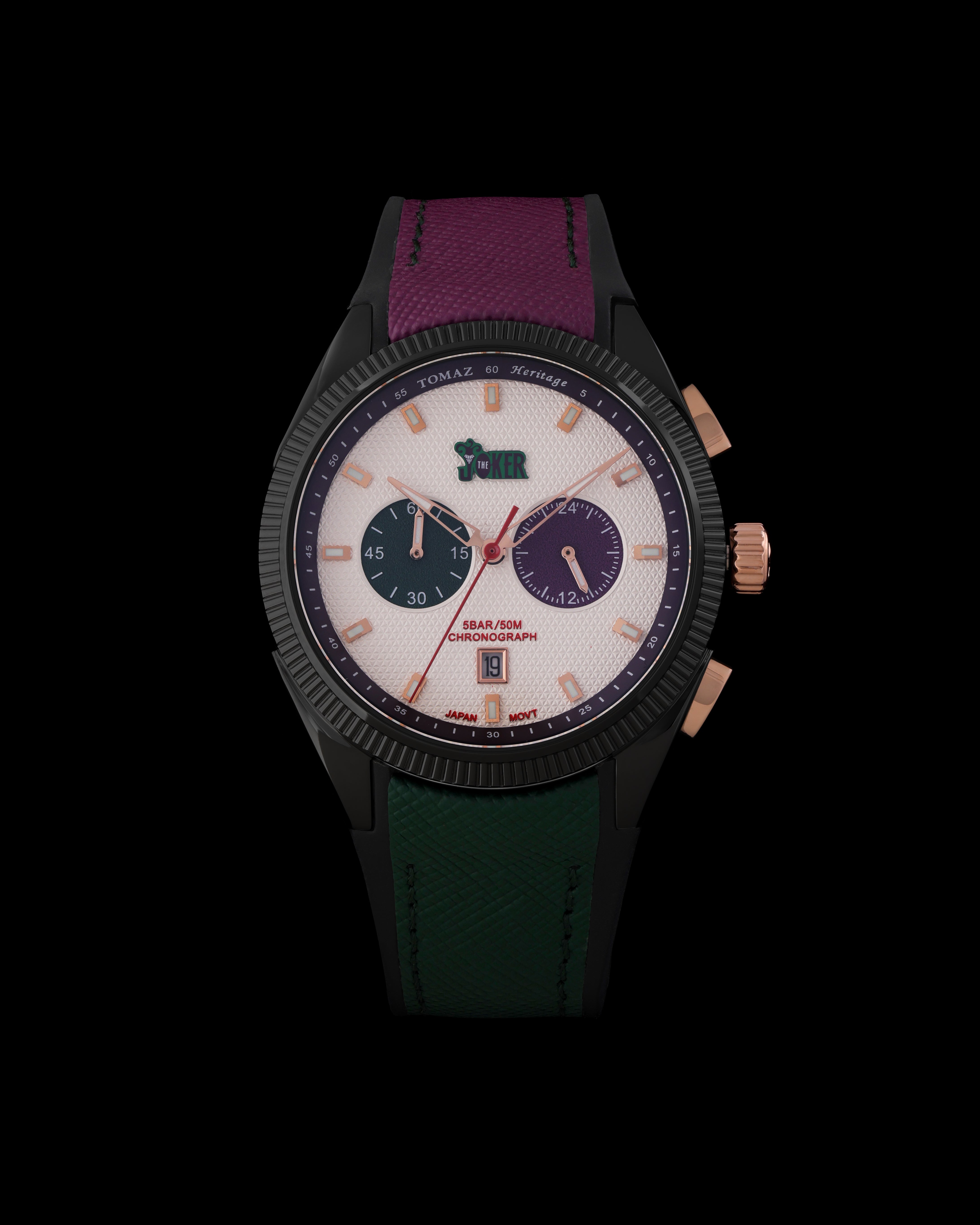 DC Joker TQ059-DD1 (Pink/Green) with Pink/Green Saffiano Rubber Leather Strap