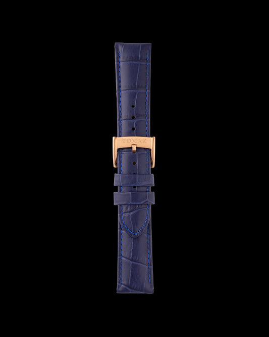 Tomaz TS1-1A Leather Bamboo 22mm Watch Strap (Blue)