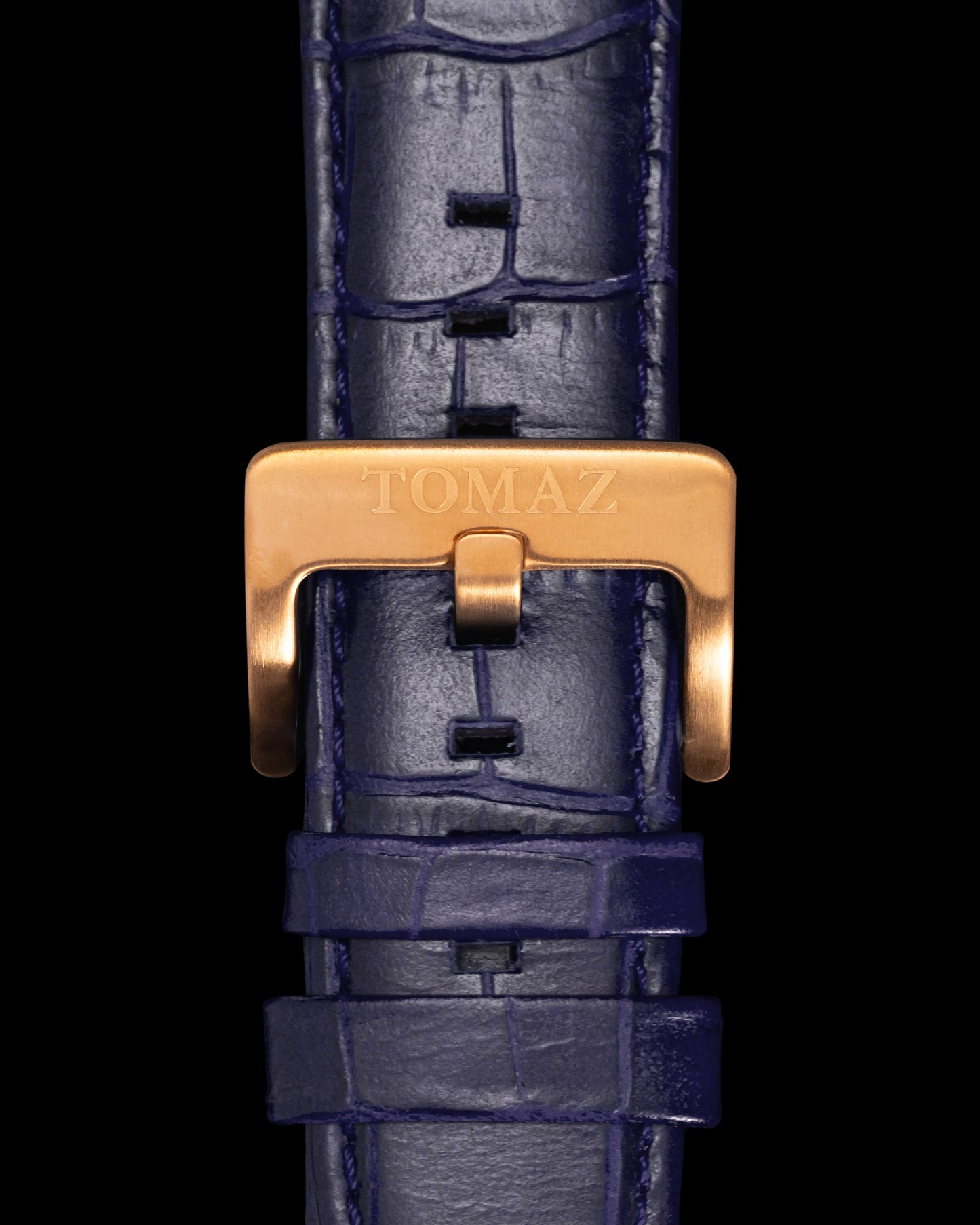 Tomaz TS1-1A Leather Bamboo 26mm Watch Strap (Blue)