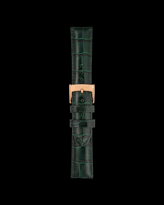 Tomaz TS1-1A Leather Bamboo 22mm Watch Strap (Green)