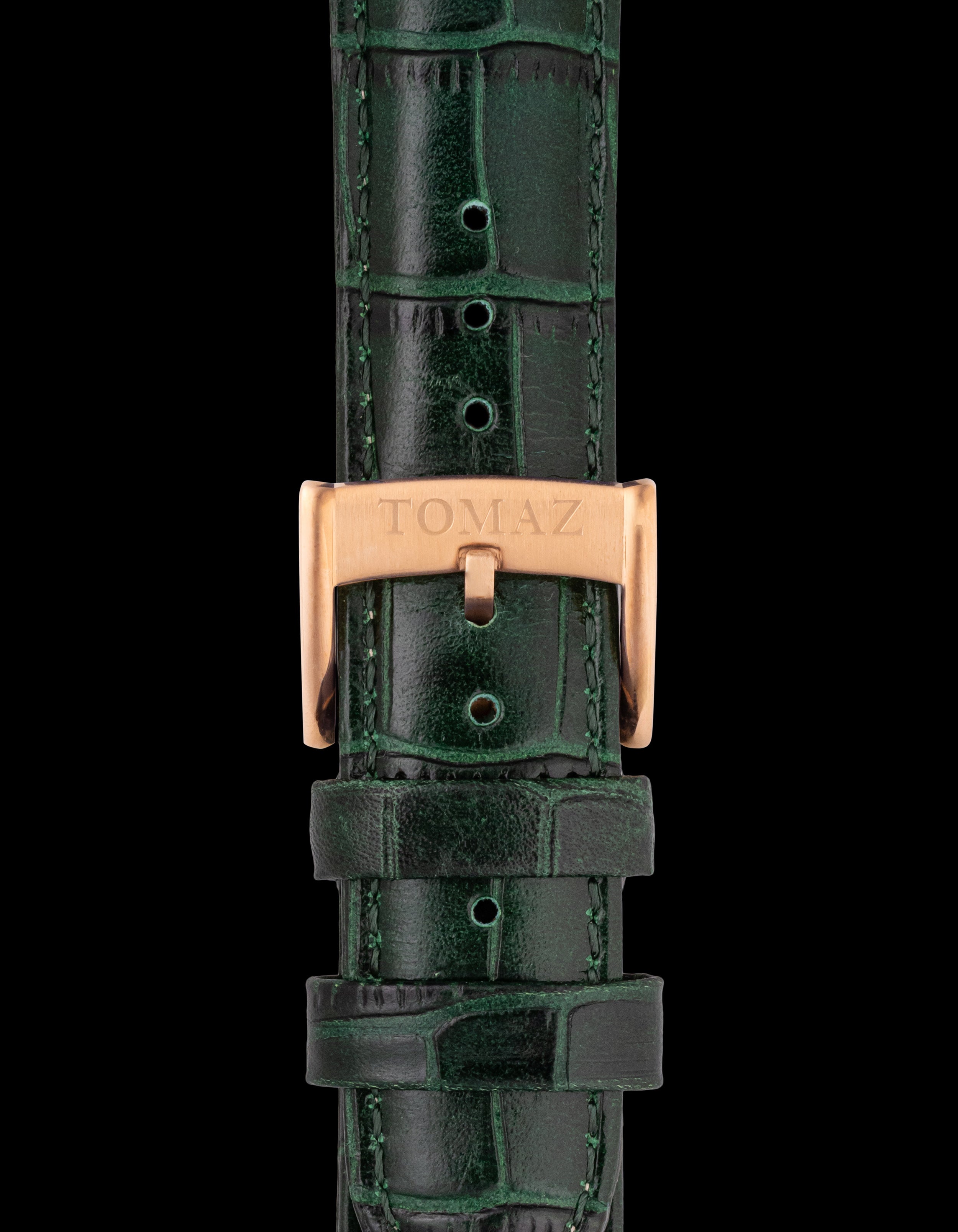 Tomaz TS1-1A Leather Bamboo 22mm Watch Strap (Green)