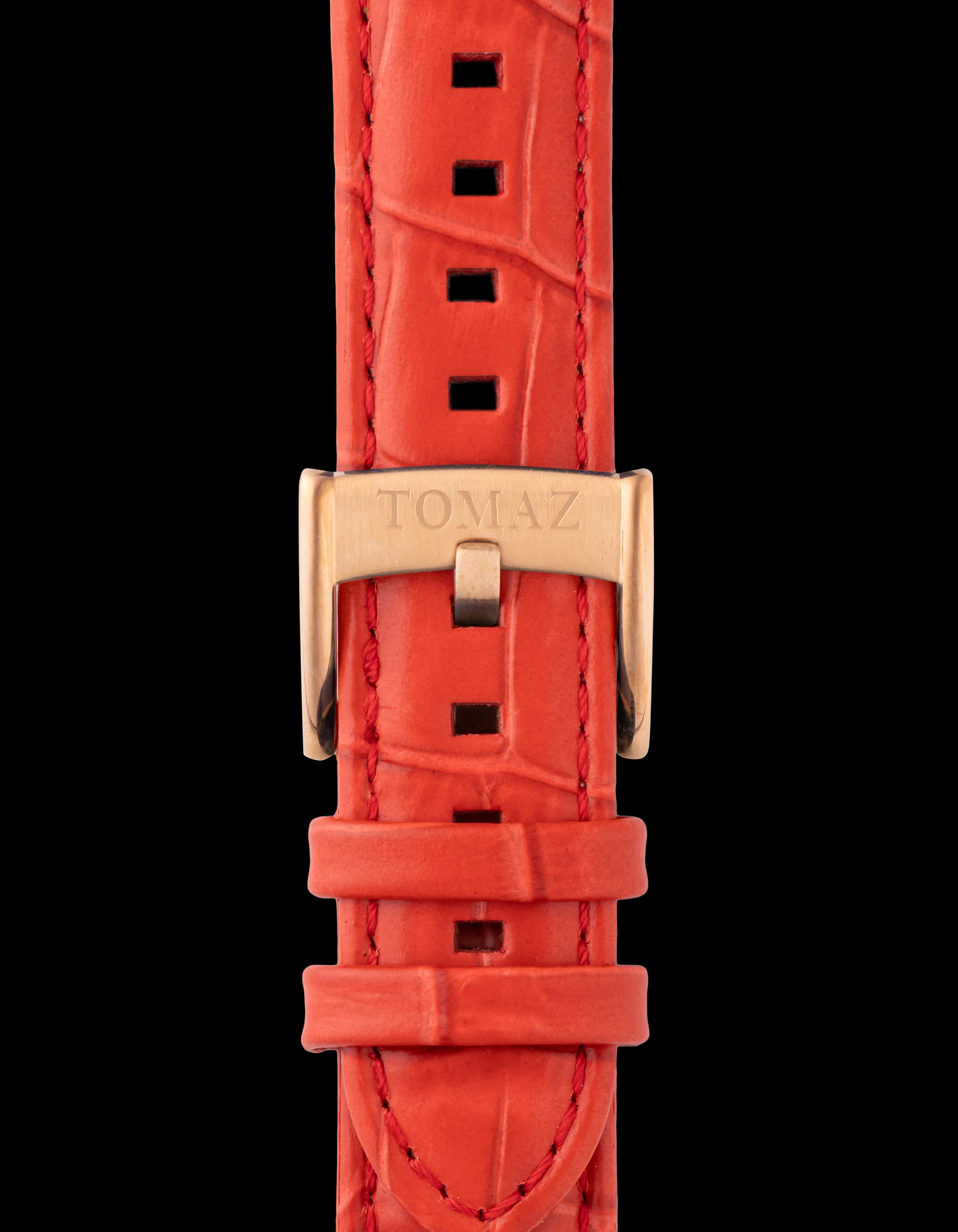 Tomaz TS1-1A Leather Bamboo 20mm Watch Strap (Light Red)