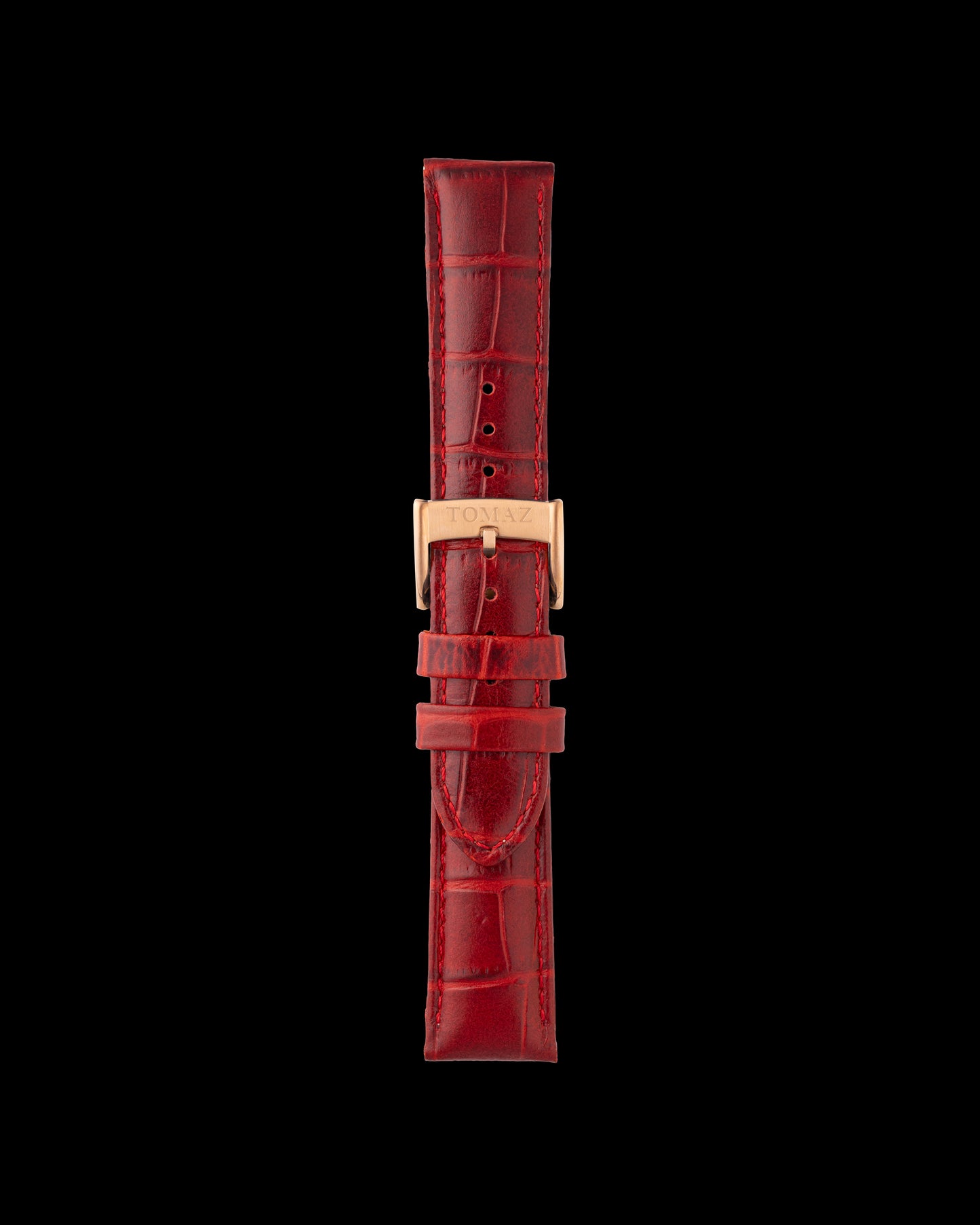 Tomaz TS1-1A Leather Bamboo 22mm Watch Strap (Red)