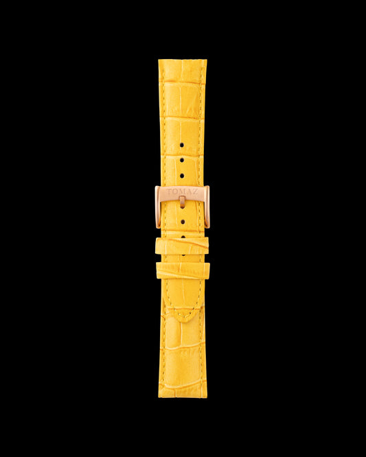 Tomaz TS1-1A Leather Bamboo 22mm Watch Strap (Yellow)