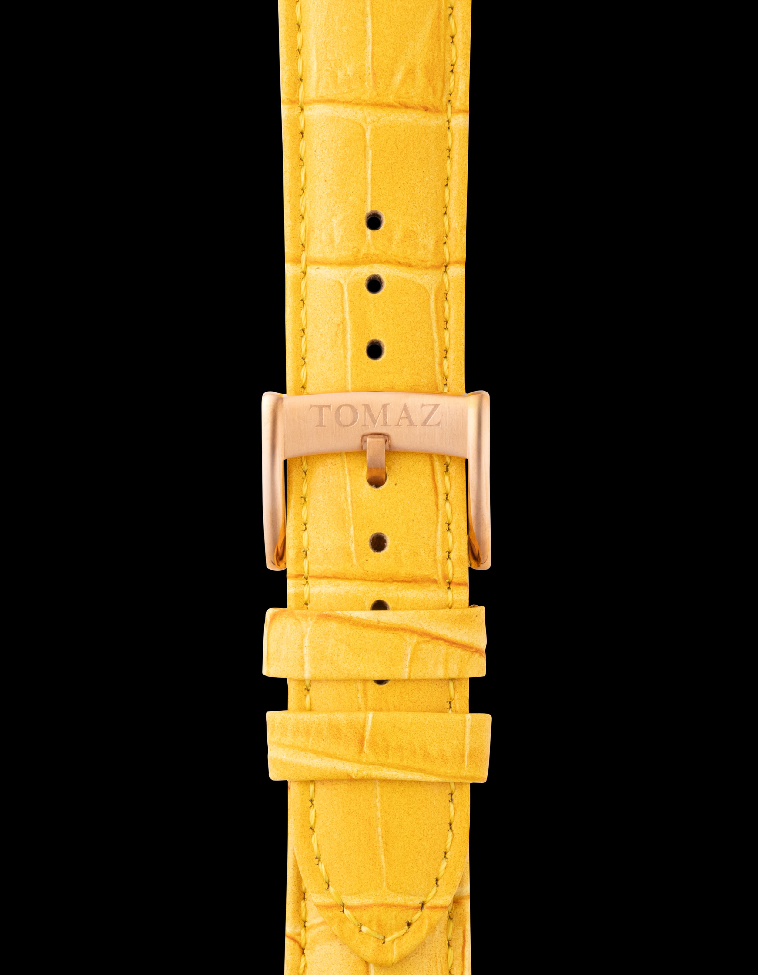 Tomaz TS1-1A Leather Bamboo 22mm Watch Strap (Yellow)