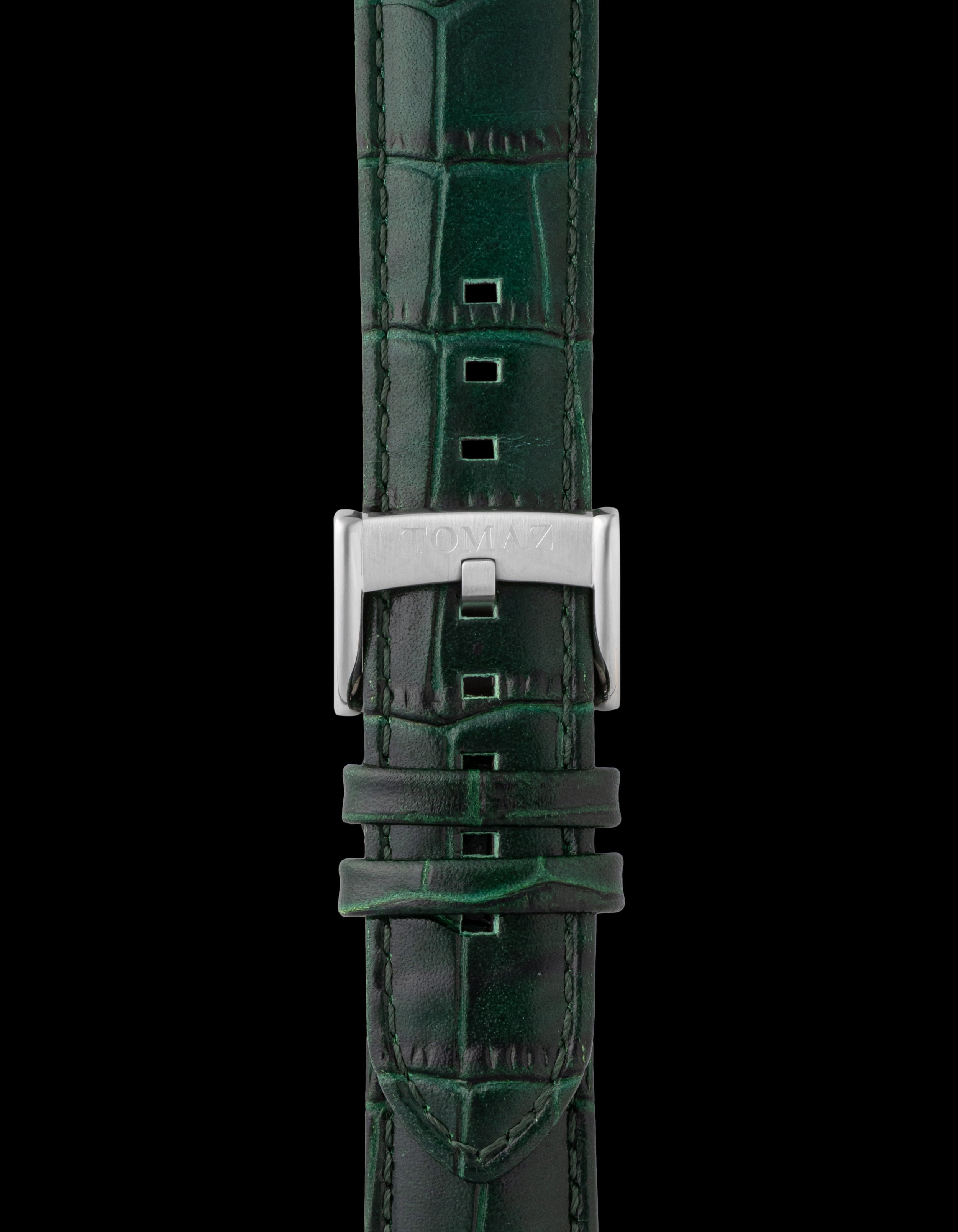 Tomaz TS1-1B Leather Bamboo 22mm Watch Strap (Green)