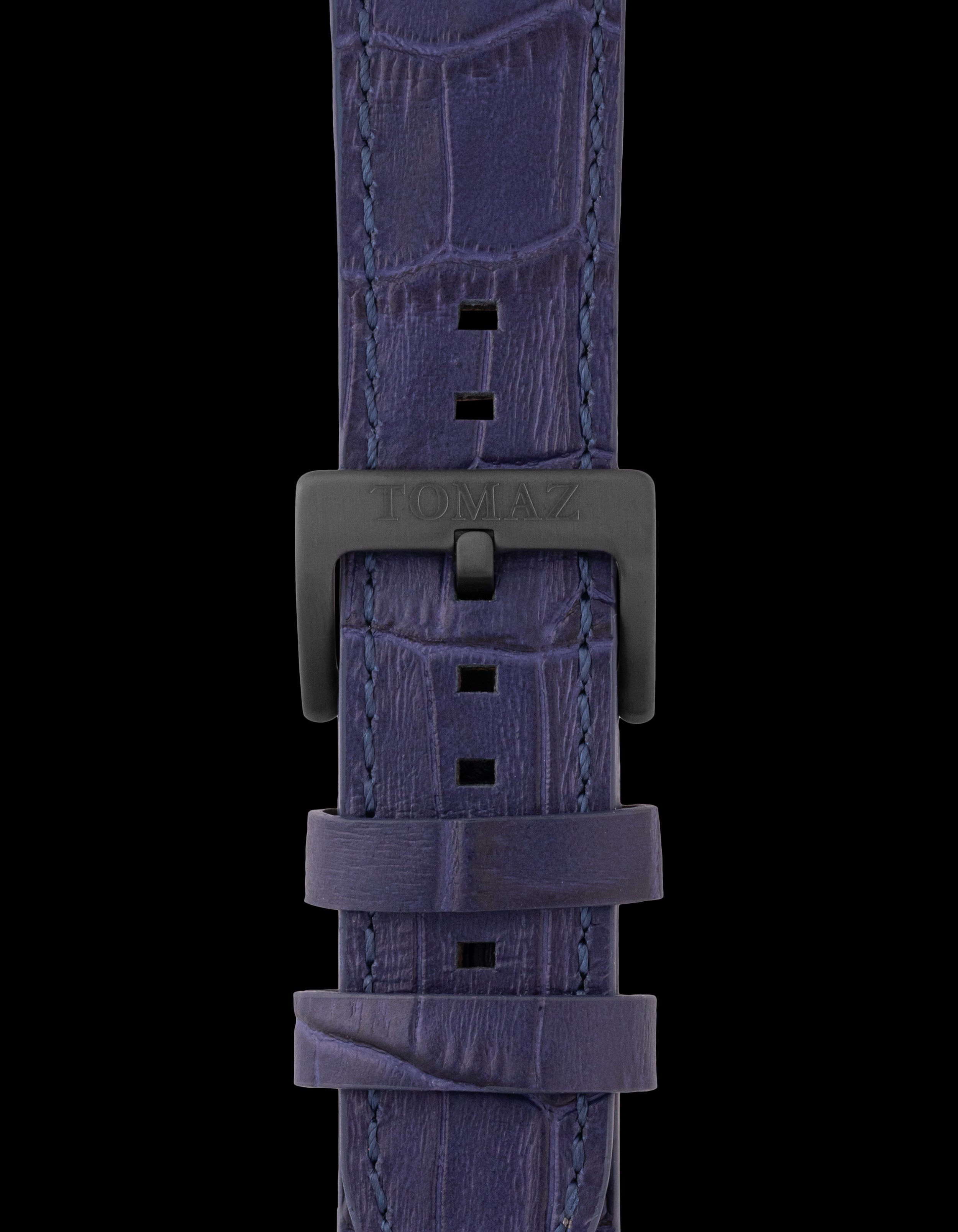 Tomaz TS1-1 Leather Bamboo 24mm Watch Strap (Blue)