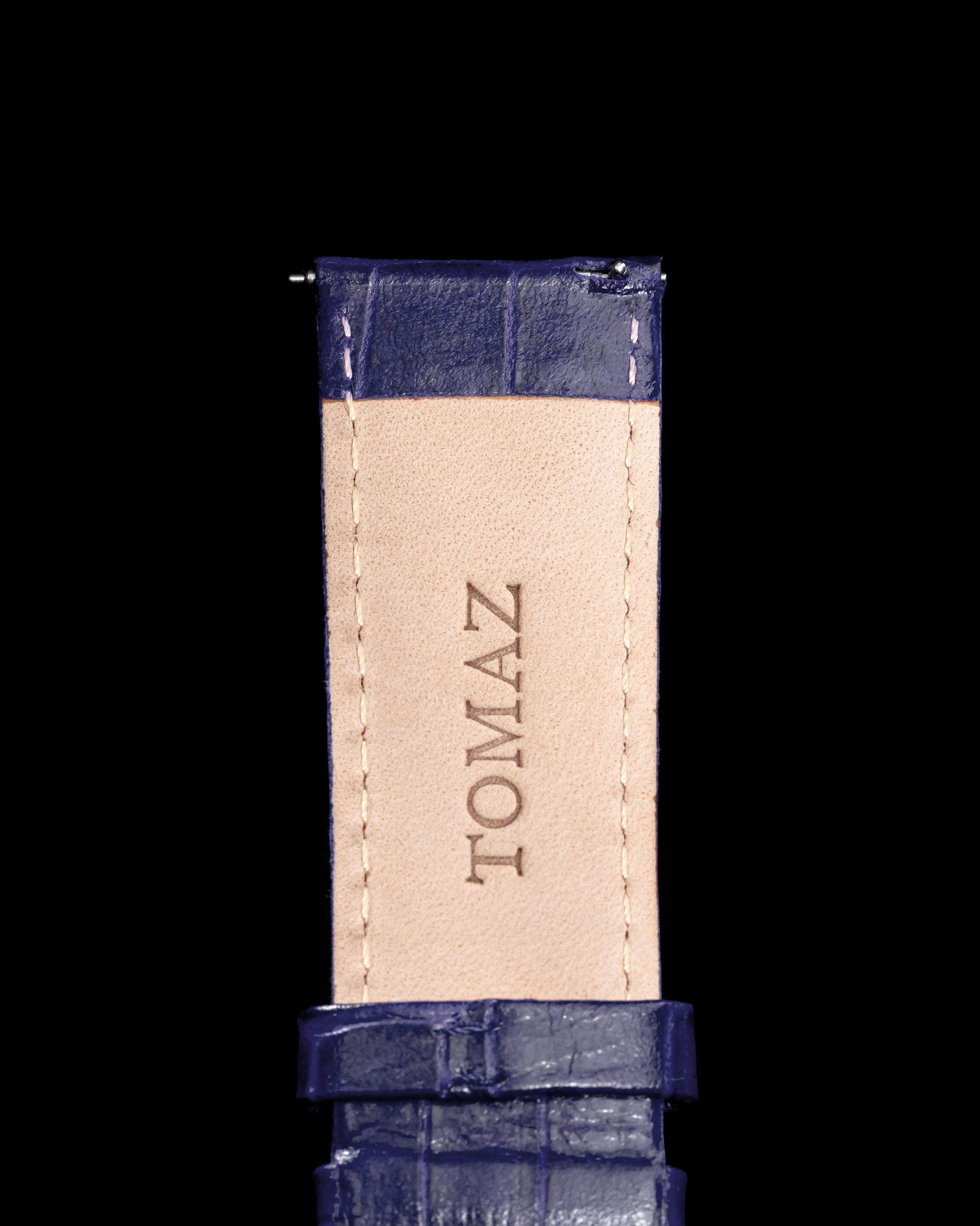 Tomaz TS1-1A Leather Bamboo 26mm Watch Strap (Blue)