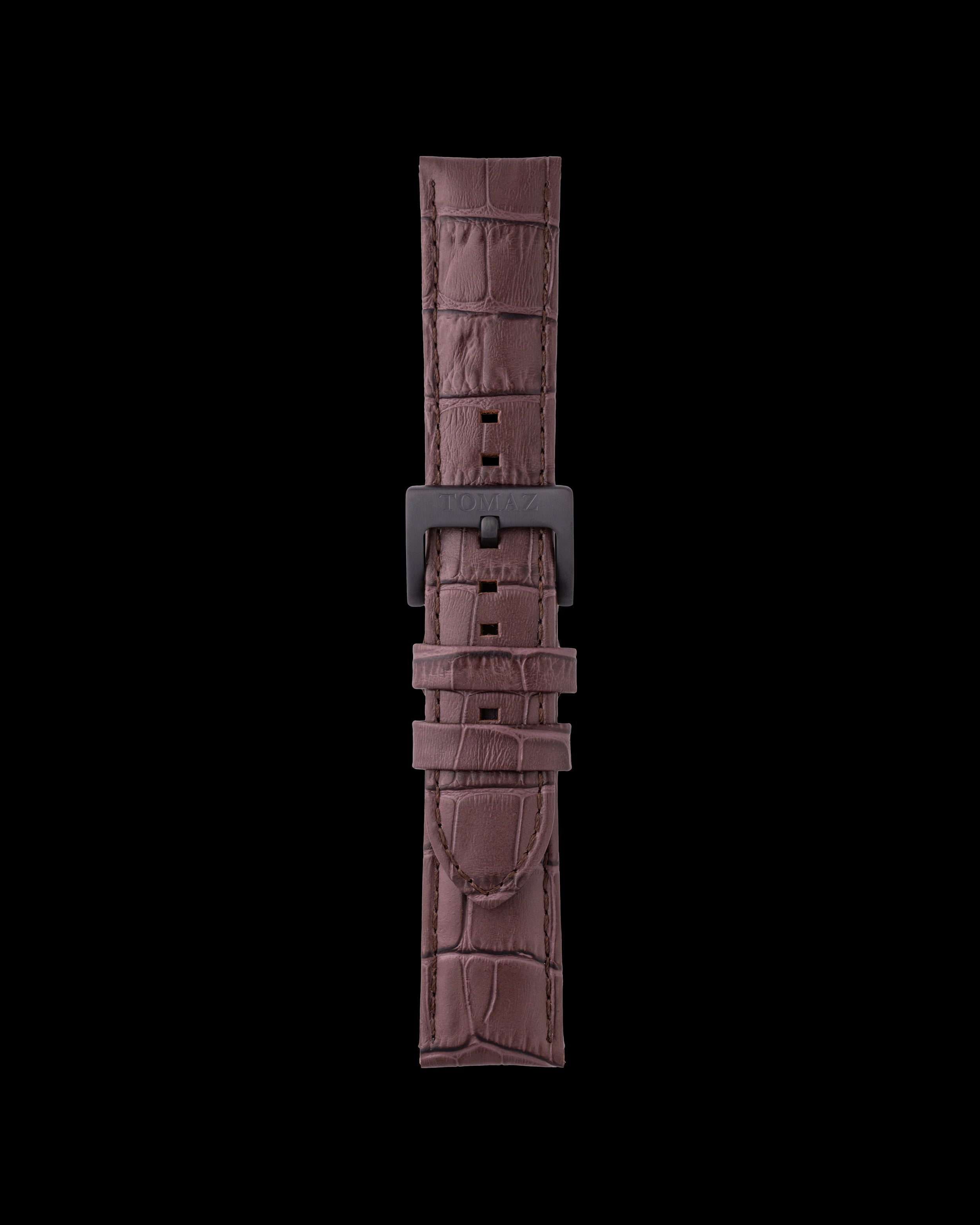 Tomaz TS1-1 Leather Bamboo 24mm Watch Strap (Coffee)