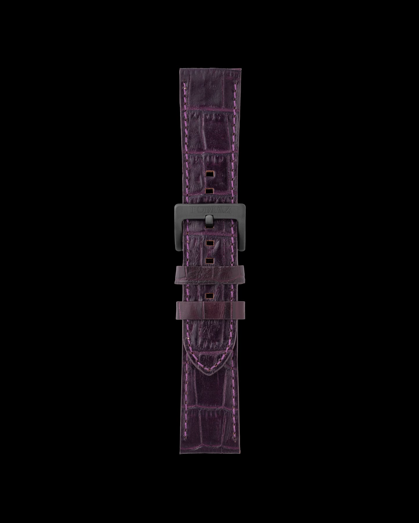 Tomaz TS1-1 Leather Bamboo 24mm Watch Strap (Purple)