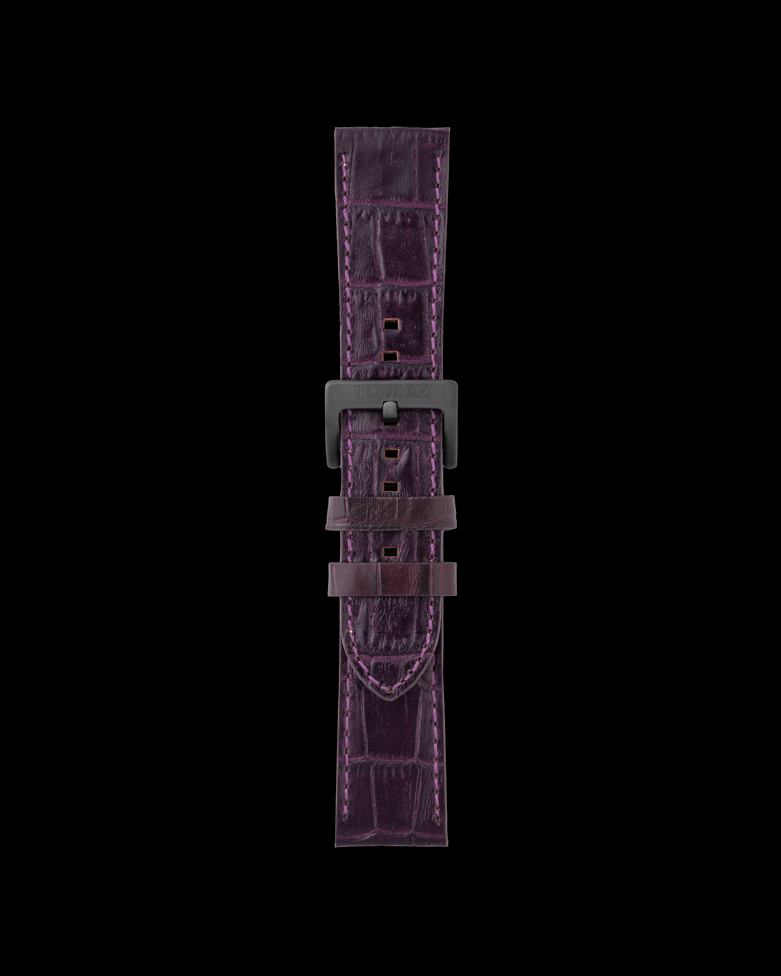 Tomaz TS1-1 Leather Bamboo 24mm Watch Strap (Purple)